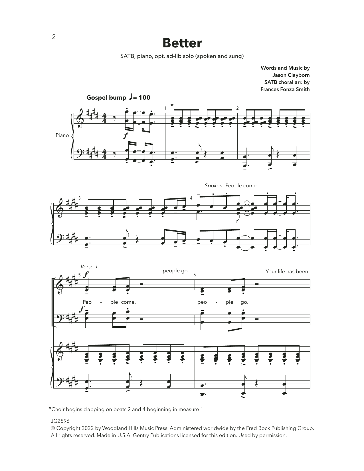 Frances Fonza Smith Better Sheet Music Notes & Chords for SATB Choir - Download or Print PDF