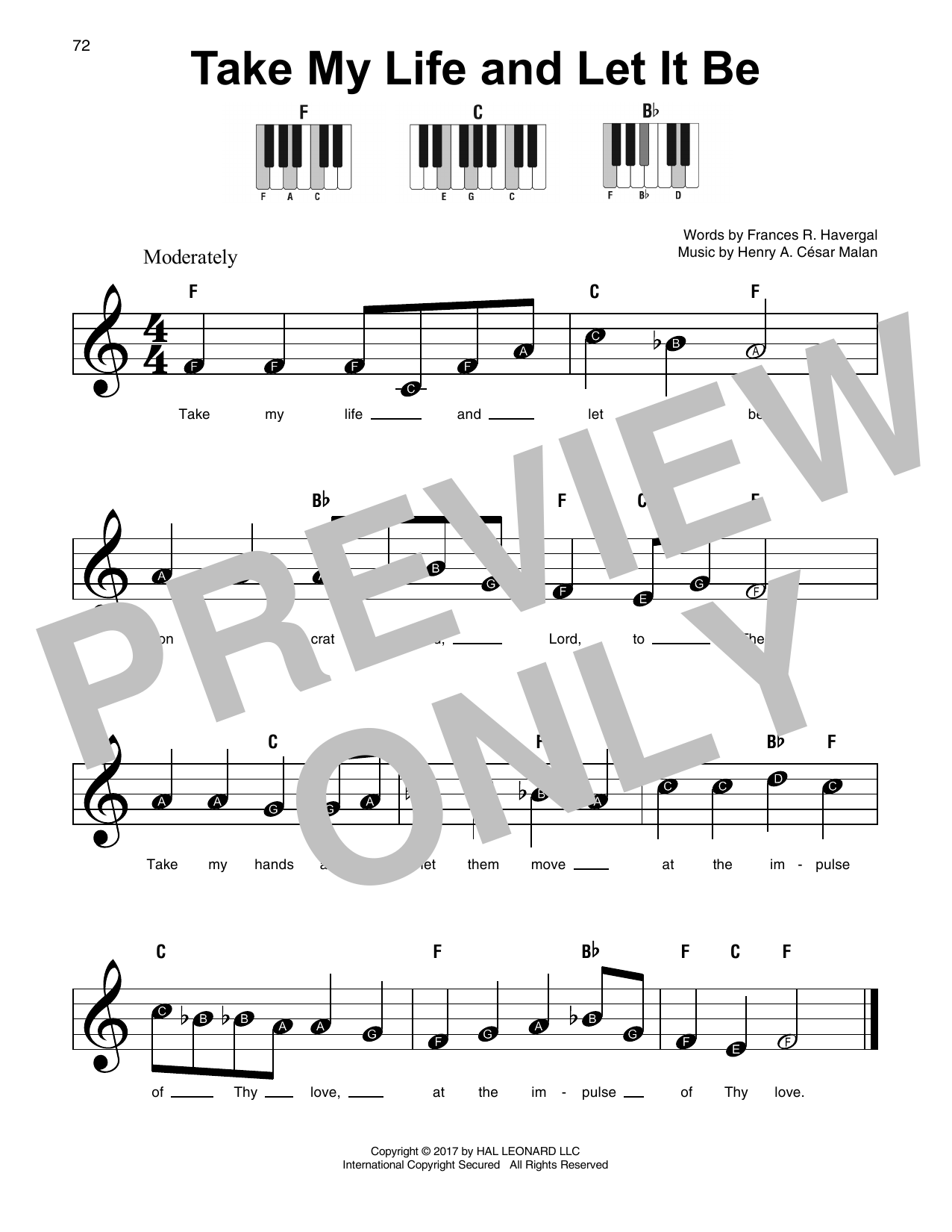 Henry A. Cesar Malan Take My Life And Let It Be Sheet Music Notes & Chords for SPREP - Download or Print PDF