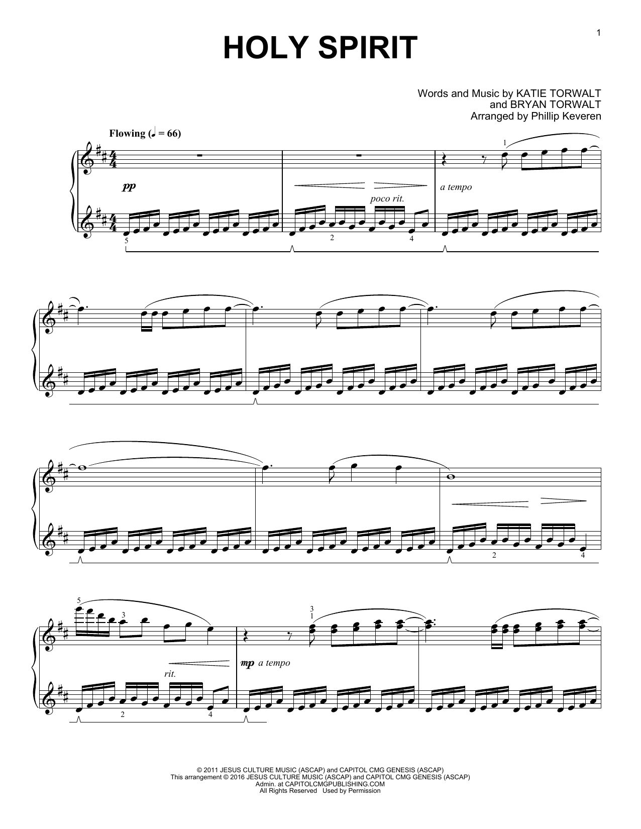 Bryan & Katie Torwalt Holy Spirit (arr. Phillip Keveren) Sheet Music Notes & Chords for Easy Piano - Download or Print PDF