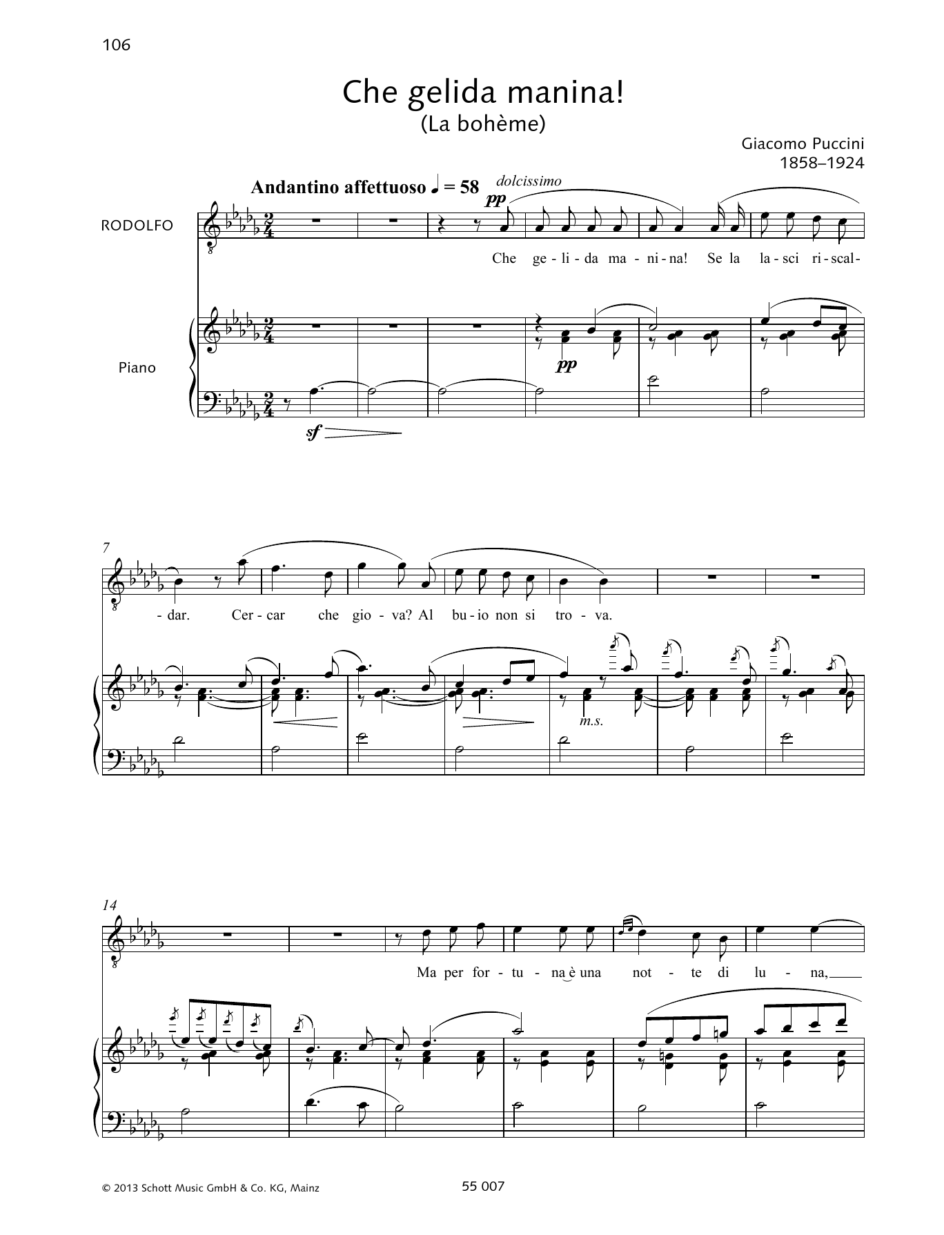 Francesca Licciarda Che gelida manina! Sheet Music Notes & Chords for Piano & Vocal - Download or Print PDF