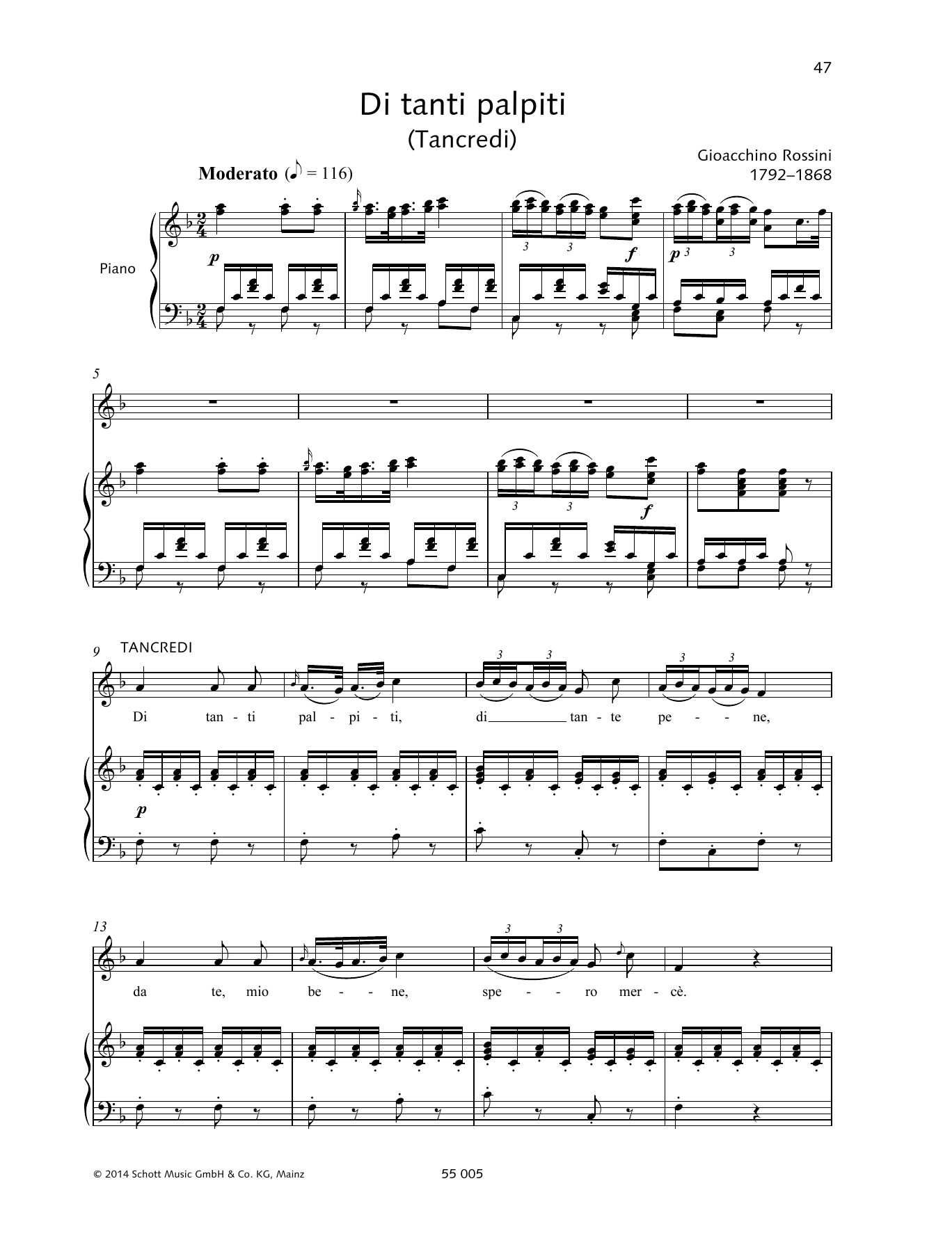 Francesca Licciarda Di tanti palpiti Sheet Music Notes & Chords for Piano & Vocal - Download or Print PDF