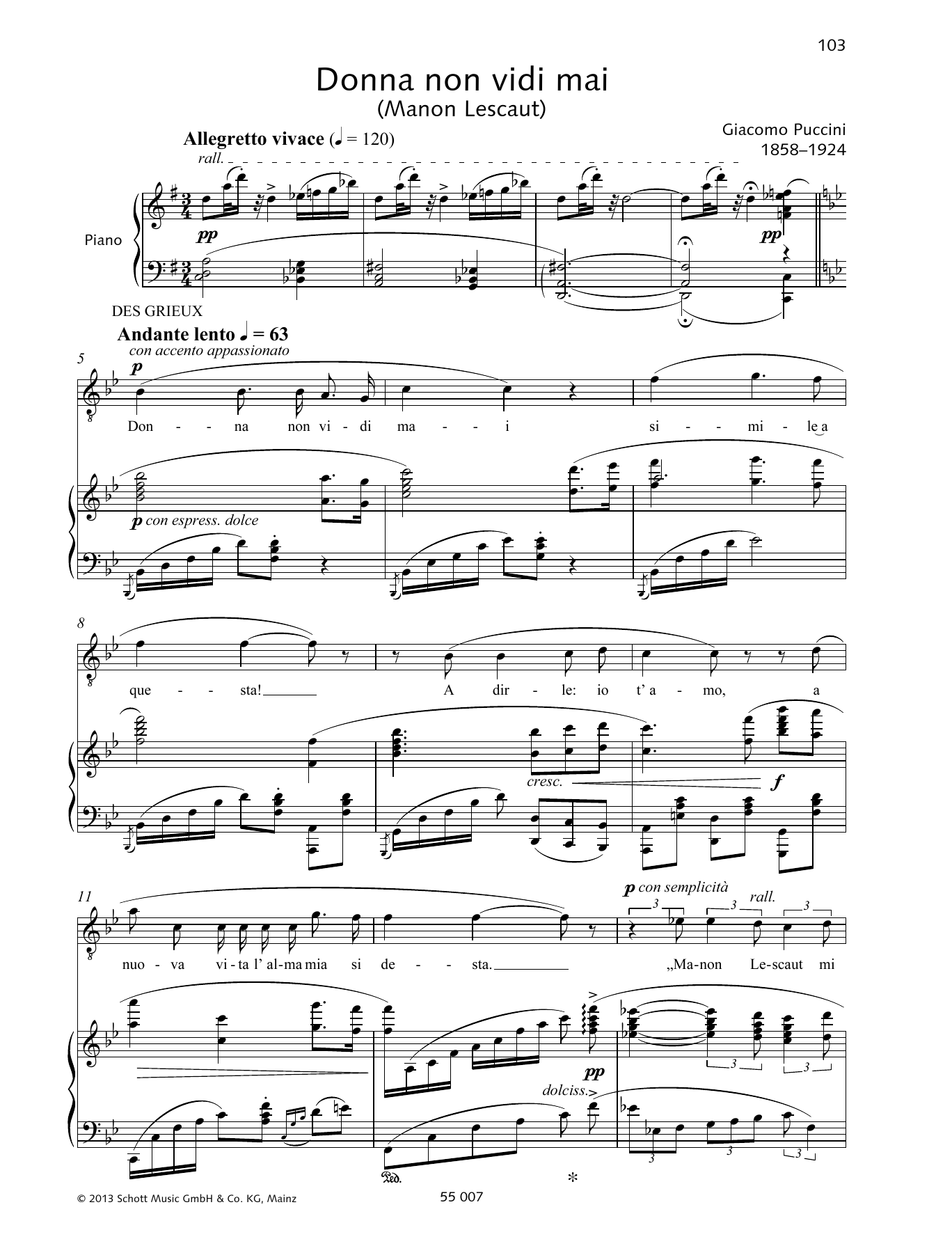 Francesca Licciarda Donna Non Vidi Mai Sheet Music Notes & Chords for Piano & Vocal - Download or Print PDF