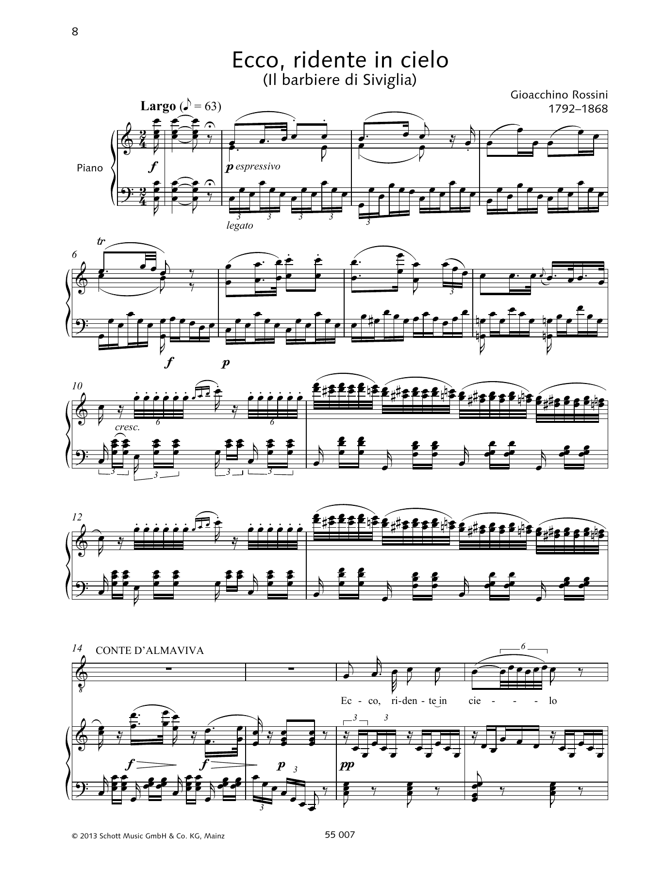 Francesca Licciarda Ecco ridente in cielo Sheet Music Notes & Chords for Piano & Vocal - Download or Print PDF