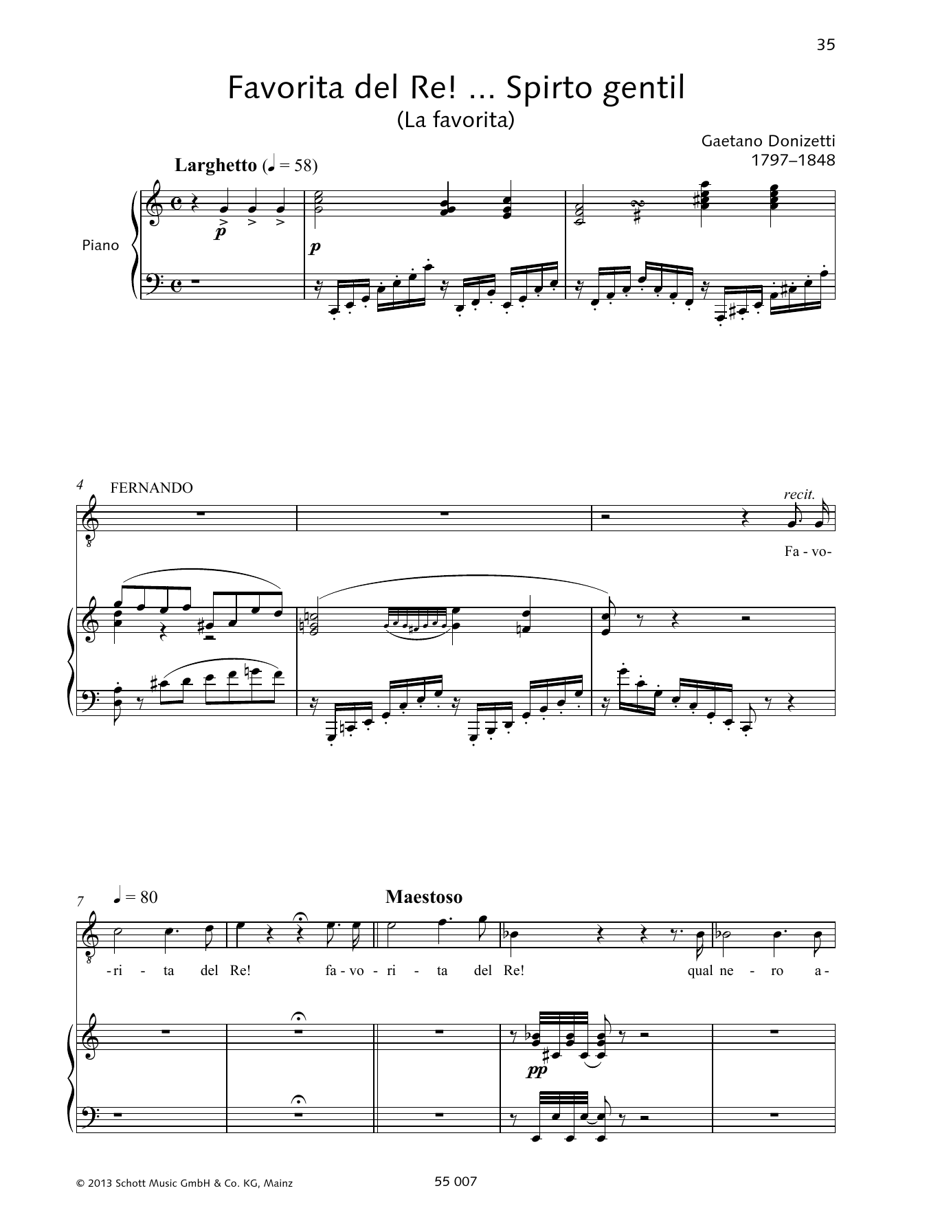 Francesca Licciarda Favorita del Re! ... Spirto gentil Sheet Music Notes & Chords for Piano & Vocal - Download or Print PDF