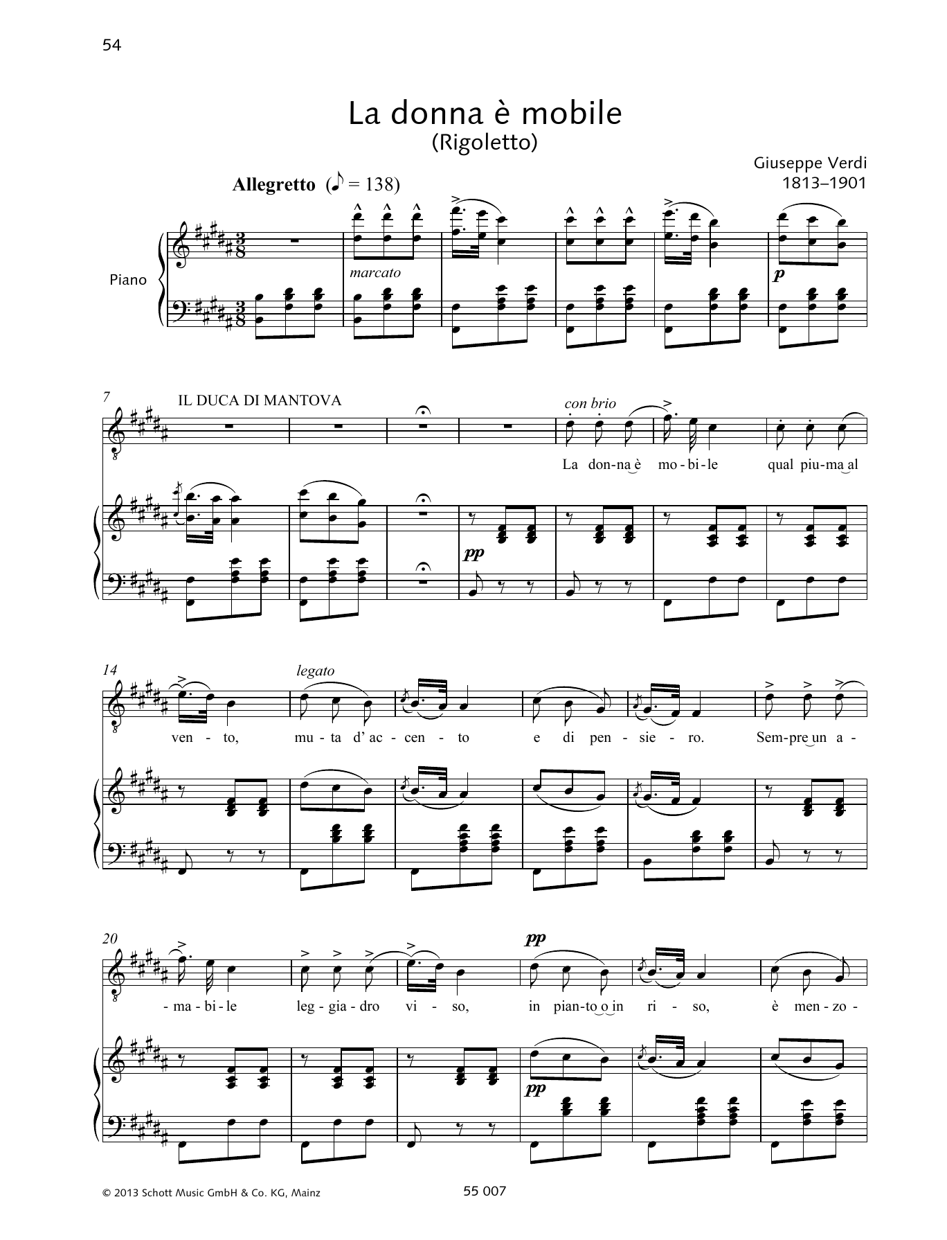 Francesca Licciarda La Donna è Mobile Sheet Music Notes & Chords for Piano & Vocal - Download or Print PDF