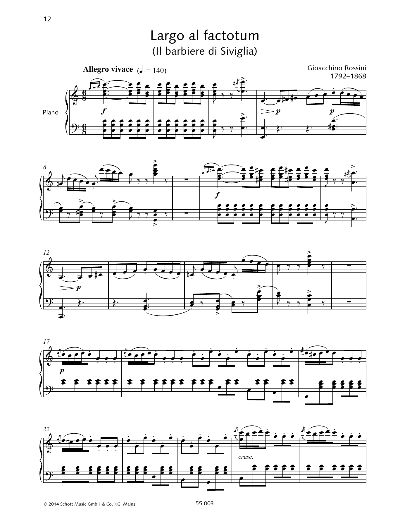 Francesca Licciarda Largo al factotum Sheet Music Notes & Chords for Piano & Vocal - Download or Print PDF