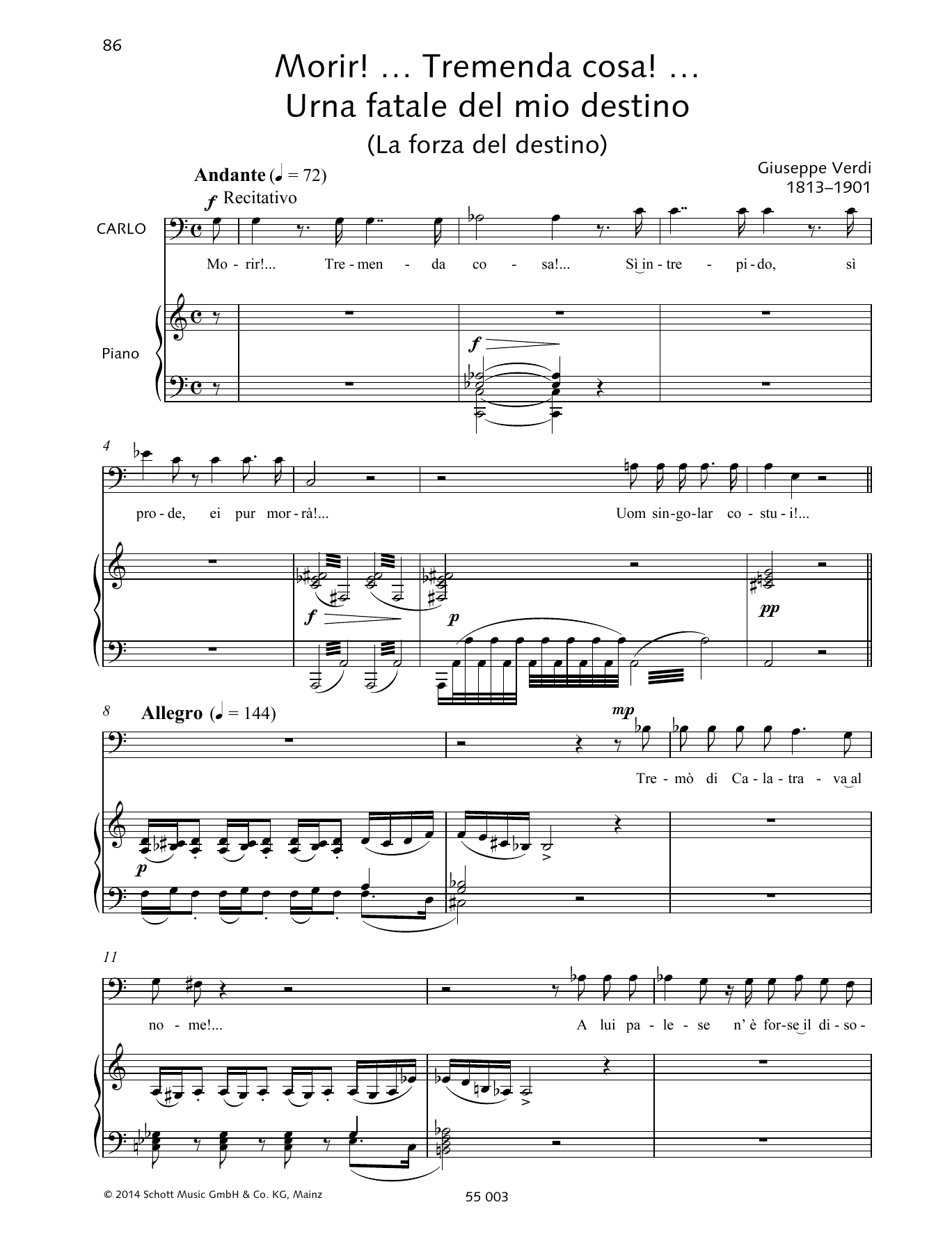 Francesca Licciarda Morir! ... Tremende cosa! ... Urna fatale del mio destino Sheet Music Notes & Chords for Piano & Vocal - Download or Print PDF
