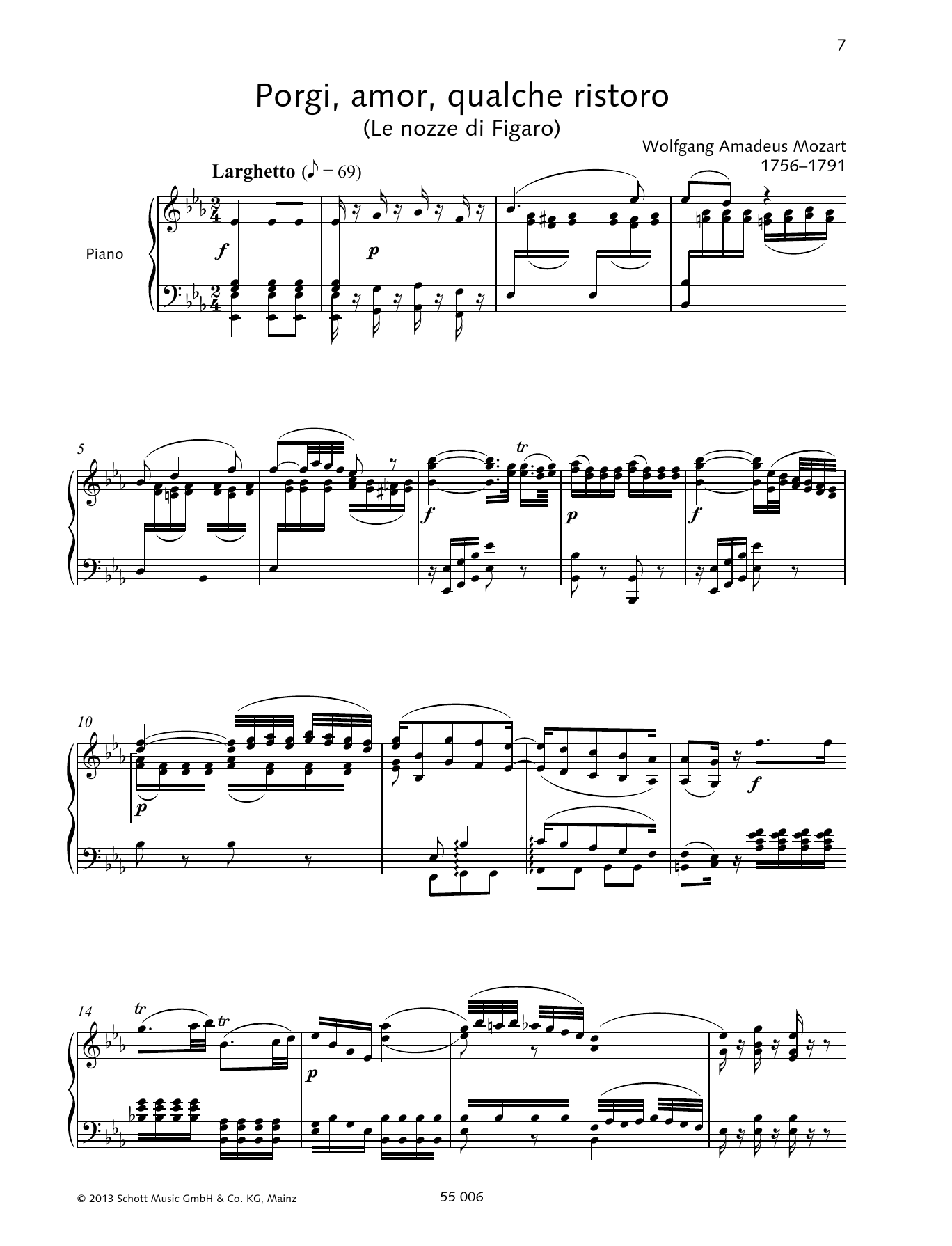 Francesca Licciarda Porgi, amor, qualche ristoro Sheet Music Notes & Chords for Piano & Vocal - Download or Print PDF