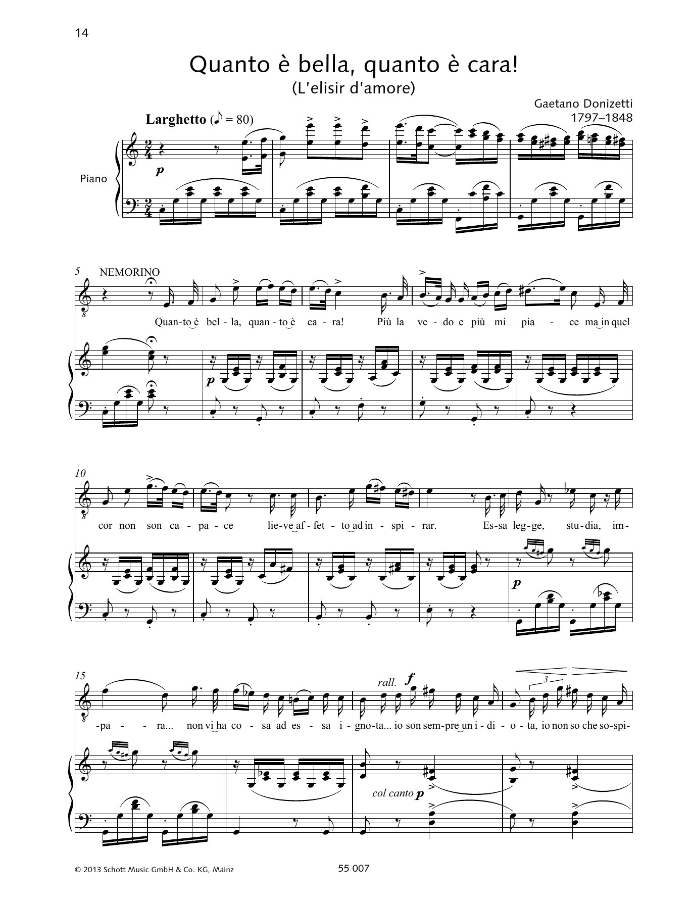 Francesca Licciarda Quanto è bella, quanto è cara! Sheet Music Notes & Chords for Piano & Vocal - Download or Print PDF