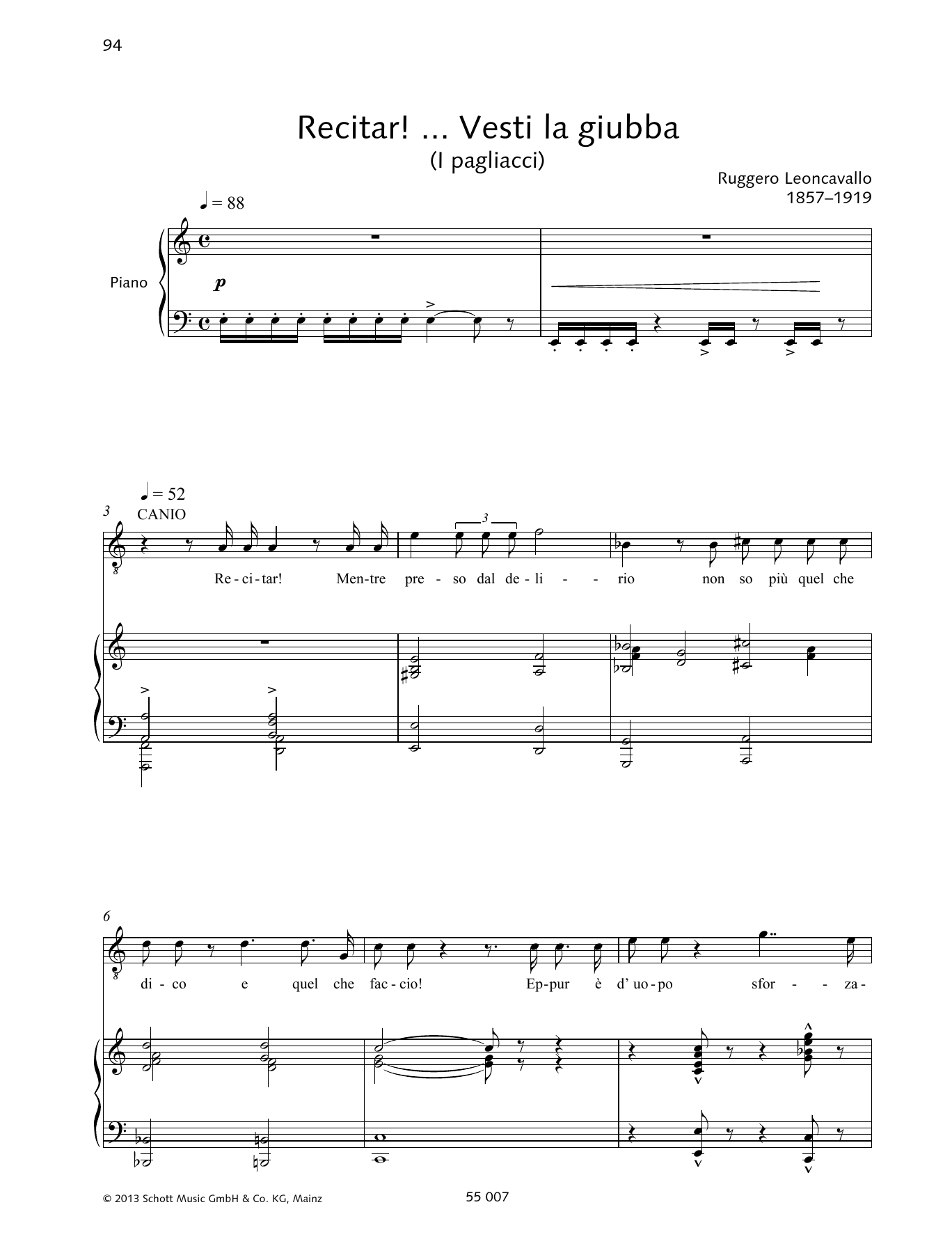 Francesca Licciarda Recitar! ... Vesti la giubba Sheet Music Notes & Chords for Piano & Vocal - Download or Print PDF