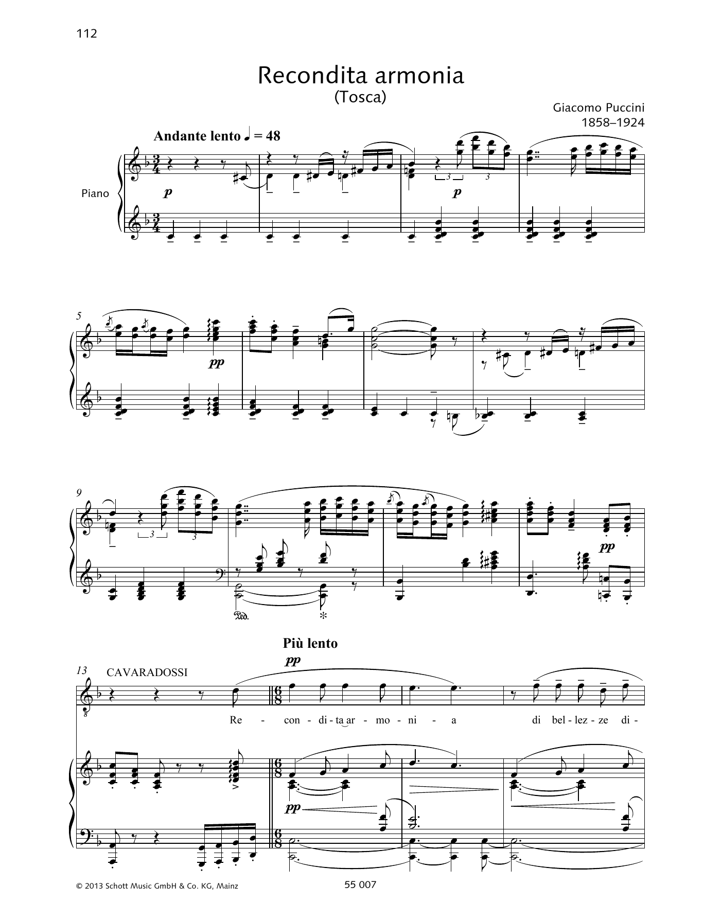 Francesca Licciarda Recondita Armonia Sheet Music Notes & Chords for Piano & Vocal - Download or Print PDF
