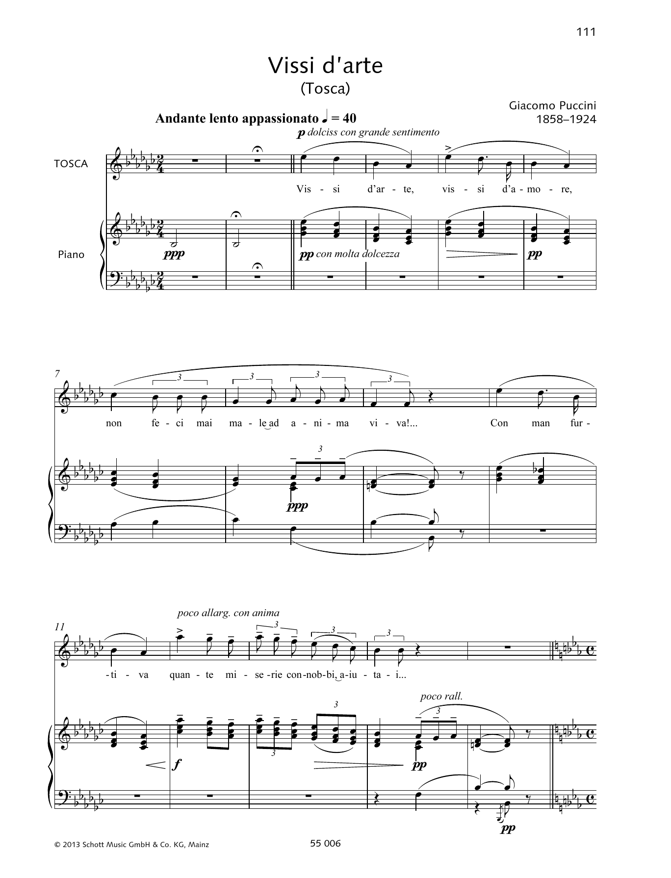 Francesca Licciarda Vissi D'arte Sheet Music Notes & Chords for Piano & Vocal - Download or Print PDF