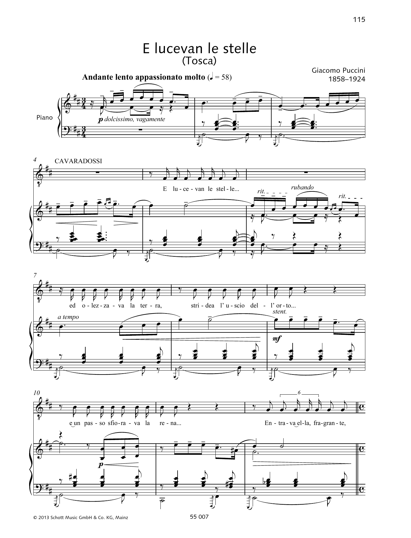 Preview Francesca Licciarda E Lucevan Le Stelle Classical sheet music, notes and chords for Piano & Vocal, SKU: 362524 E Lucevan Le Stelle sheet music