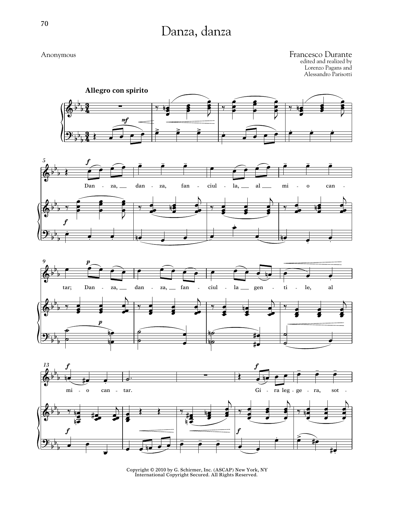 Francesco Durante Danza, Danza (High Voice) Sheet Music Notes & Chords for Piano & Vocal - Download or Print PDF