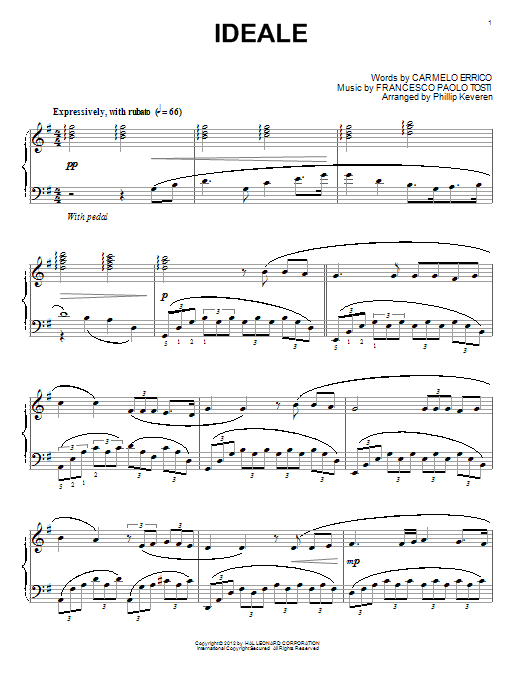 Francesco Paolo Tosti Ideale Sheet Music Notes & Chords for Piano - Download or Print PDF