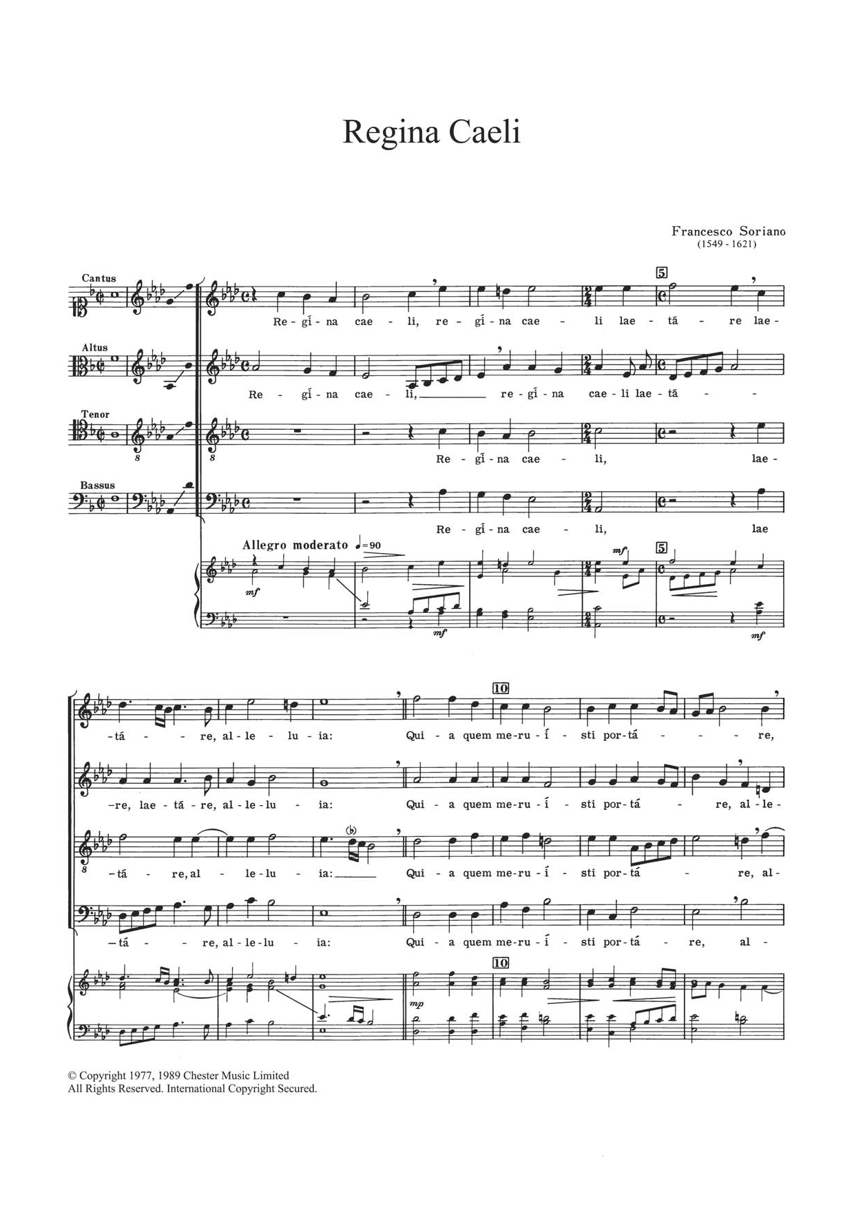 Francesco Soriano Regina Caeli Sheet Music Notes & Chords for Choir - Download or Print PDF