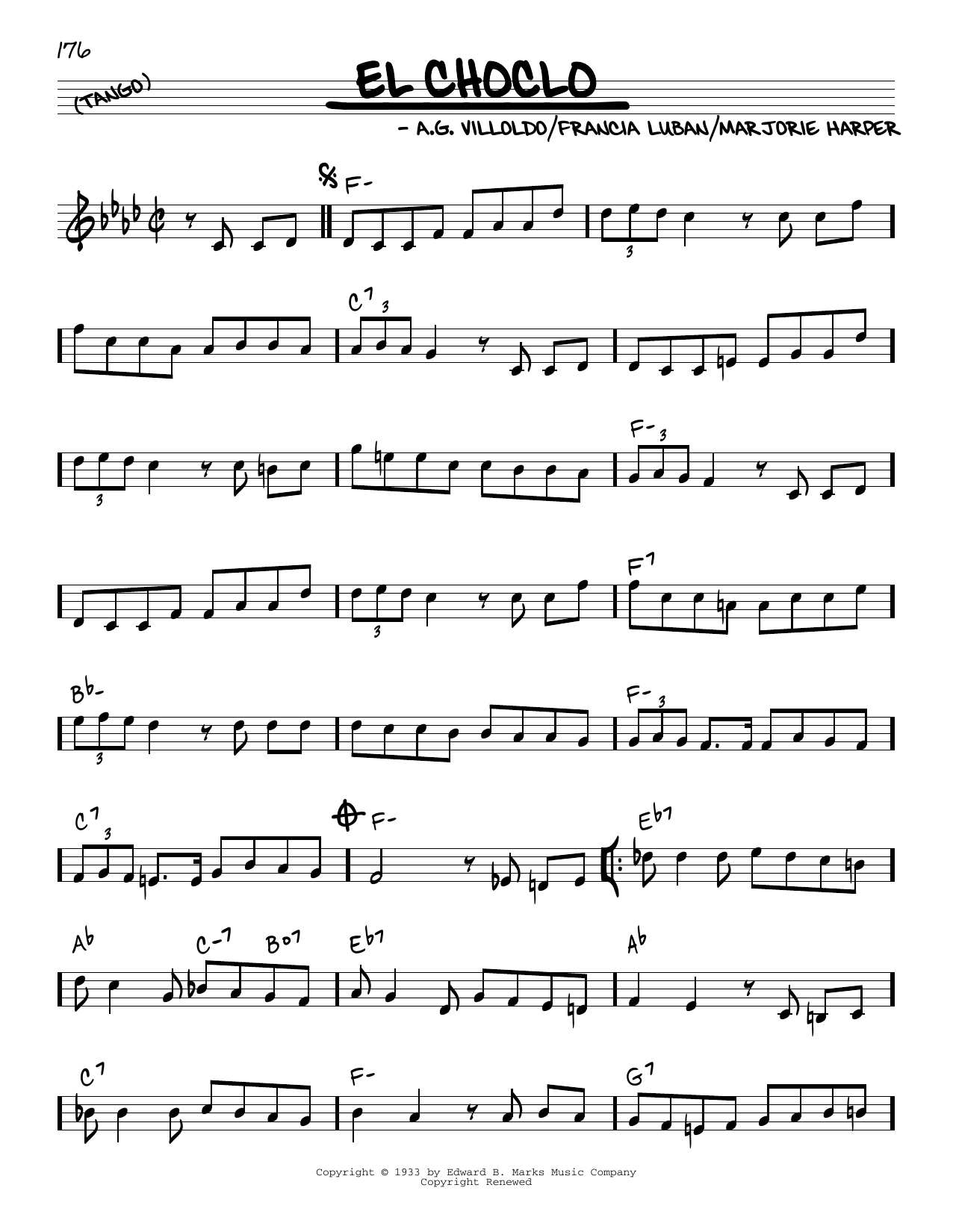 Francia Luban (Spanish) El Choclo Sheet Music Notes & Chords for Real Book – Melody & Chords - Download or Print PDF