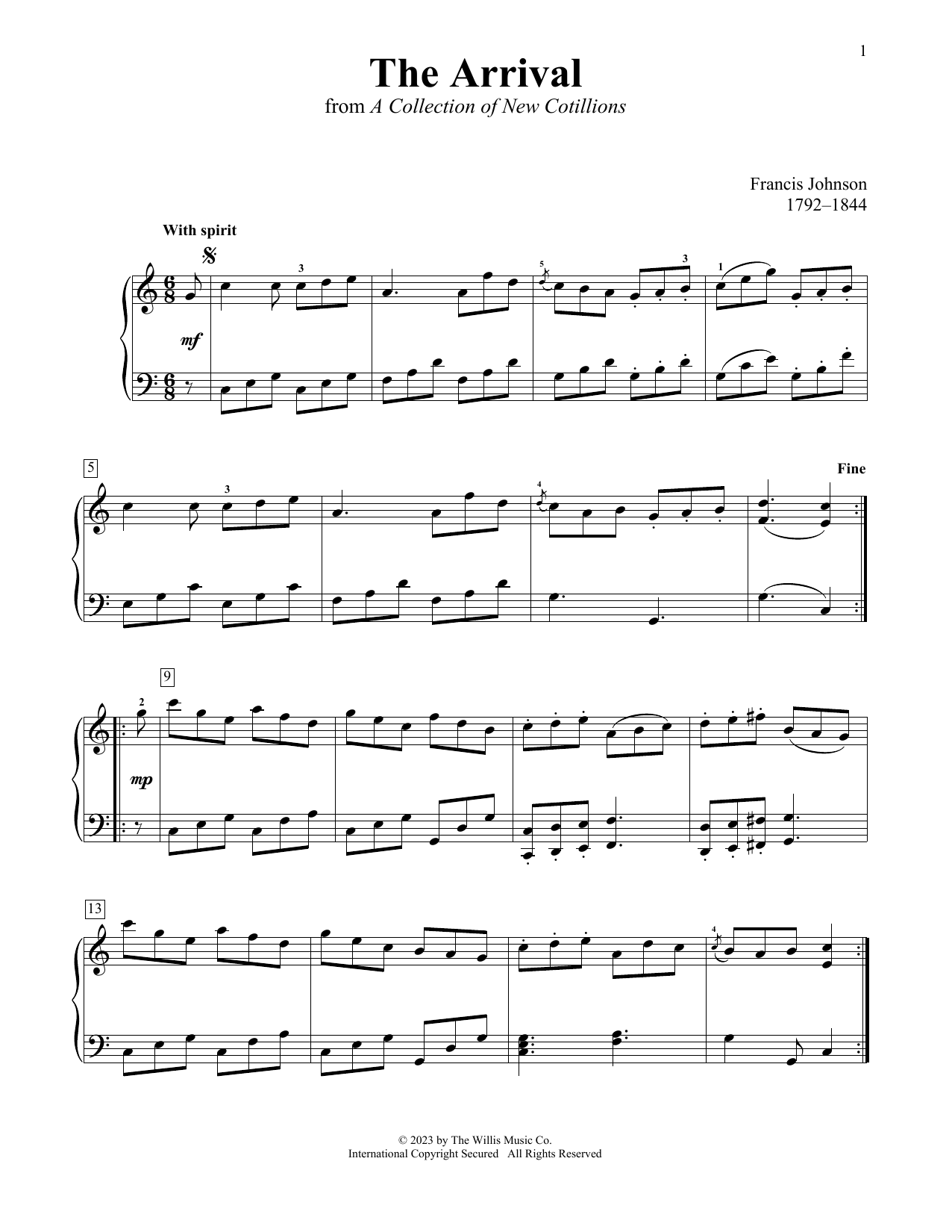 Francis Johnson The Arrival Sheet Music Notes & Chords for Educational Piano - Download or Print PDF
