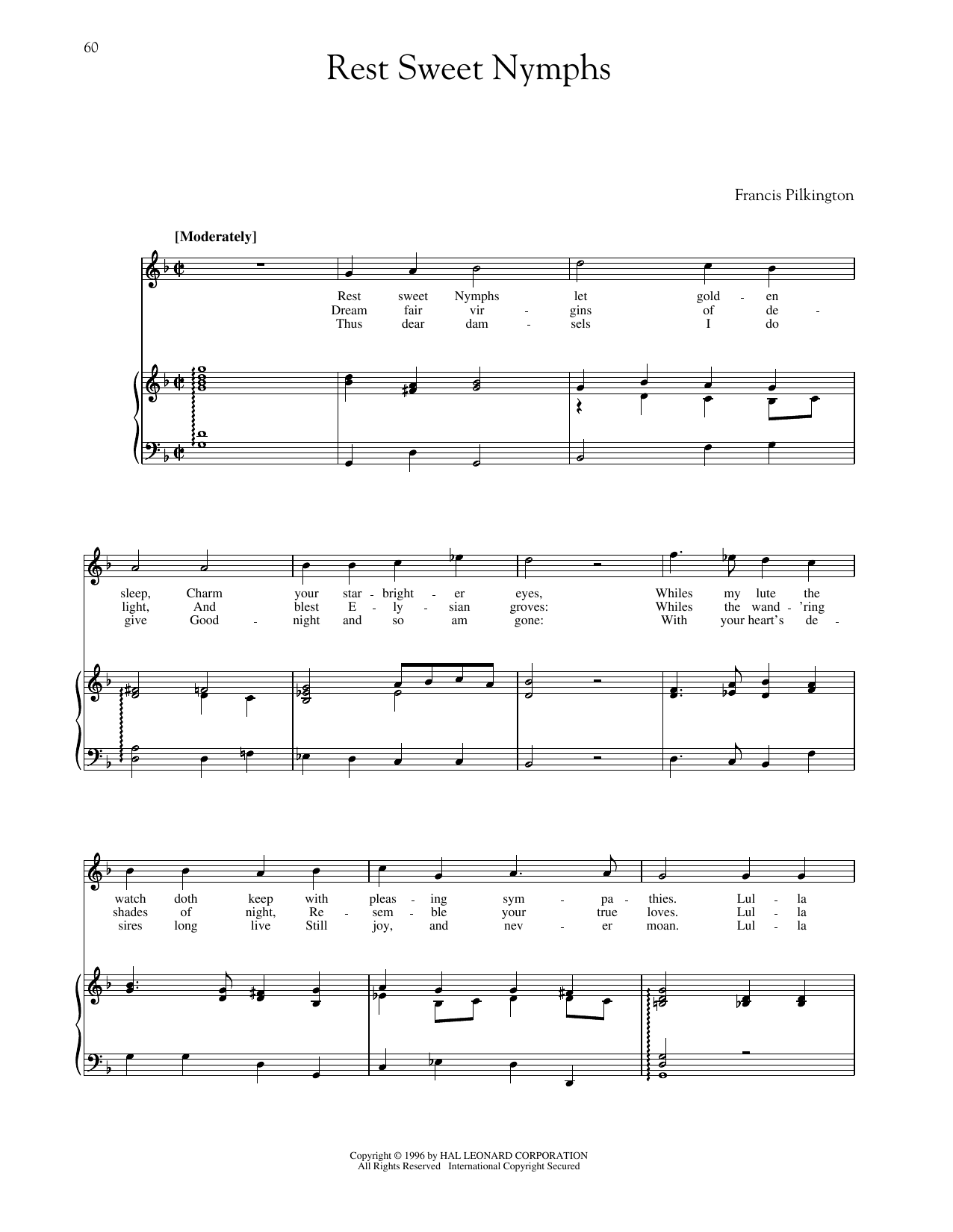 Francis Pilkington Rest, Sweet Nymphs Sheet Music Notes & Chords for Piano & Vocal - Download or Print PDF