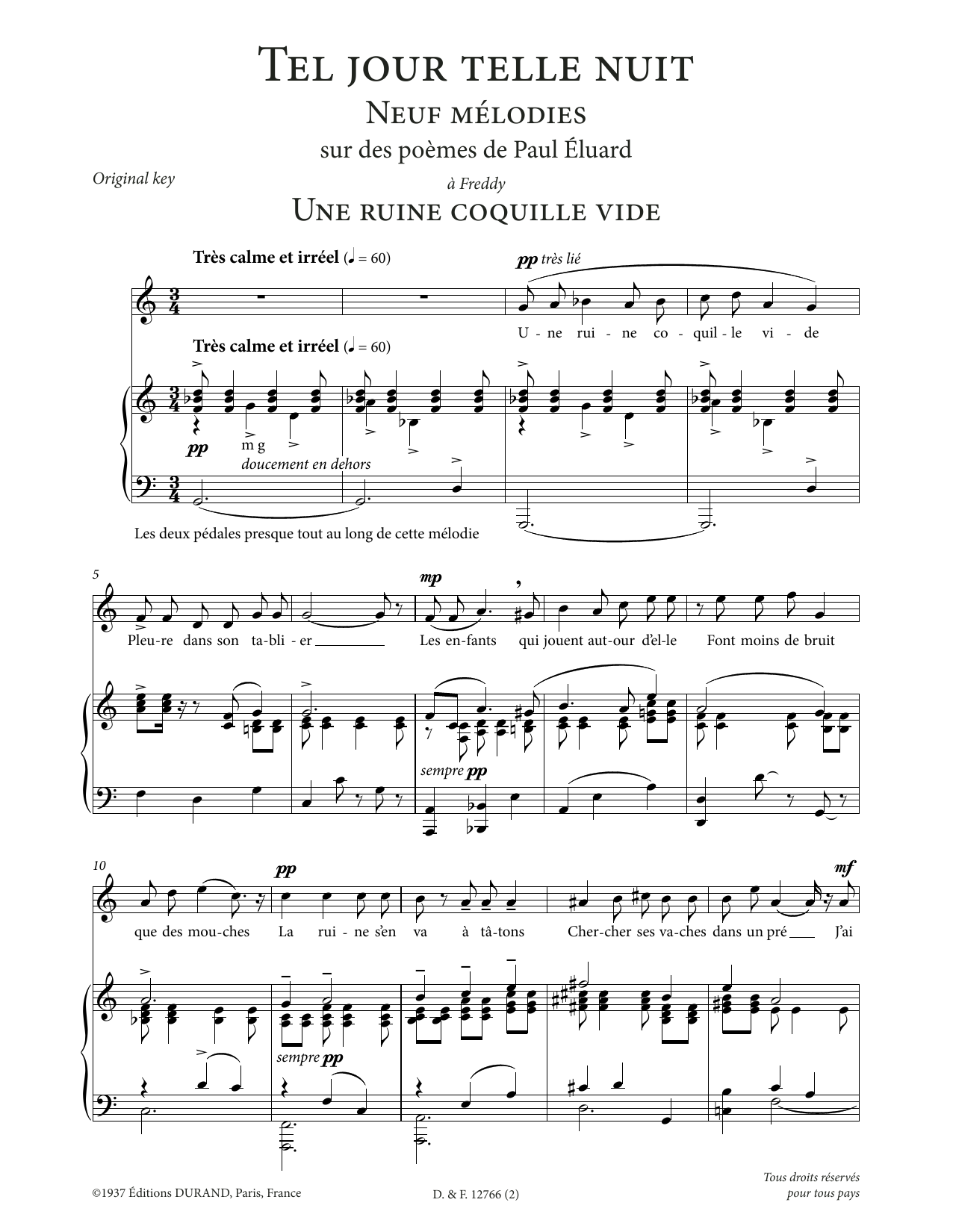 Francis Poulenc Une ruine coquille vide (High Voice) Sheet Music Notes & Chords for Piano & Vocal - Download or Print PDF