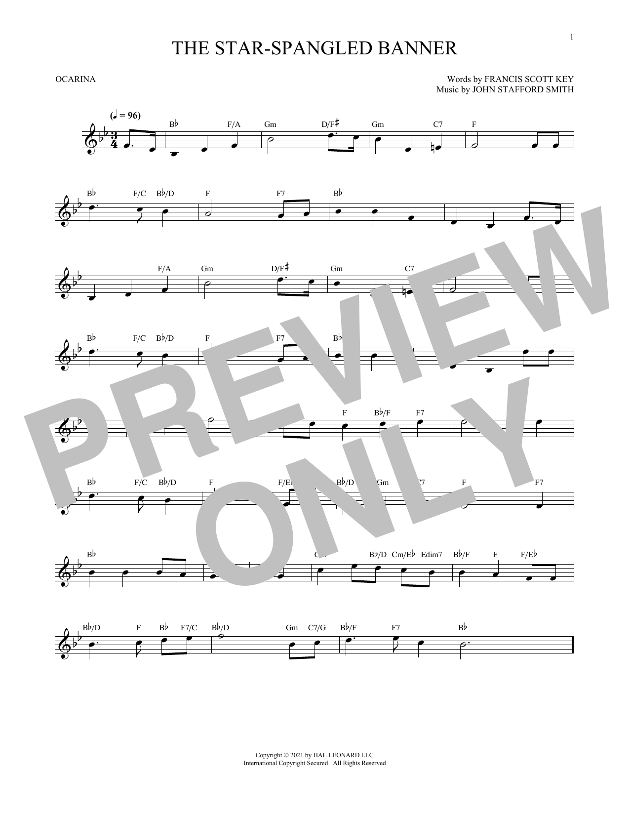 Francis Scott Key The Star-Spangled Banner (arr. Cris Gale) Sheet Music Notes & Chords for Ocarina - Download or Print PDF
