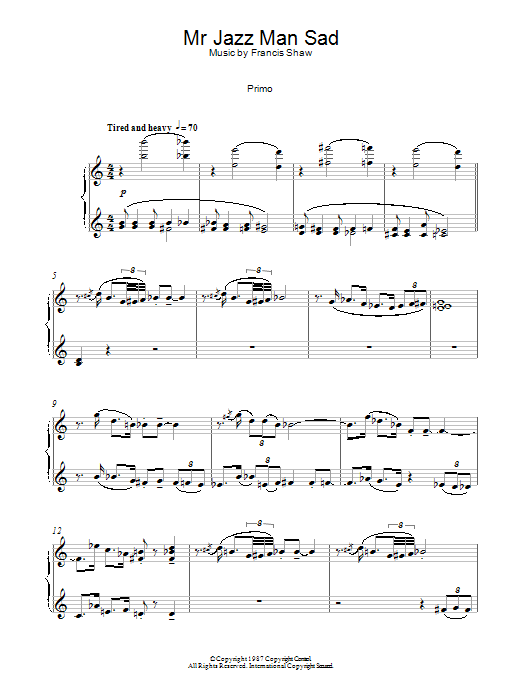 Francis Shaw Mr Jazz Man Sad Sheet Music Notes & Chords for Piano Duet - Download or Print PDF