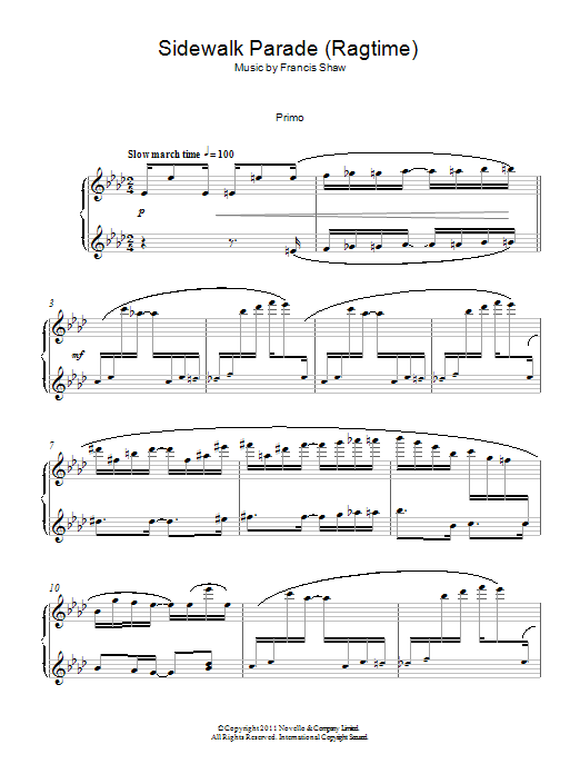 Francis Shaw Sidewalk Parade (Ragtime) Sheet Music Notes & Chords for Piano Duet - Download or Print PDF