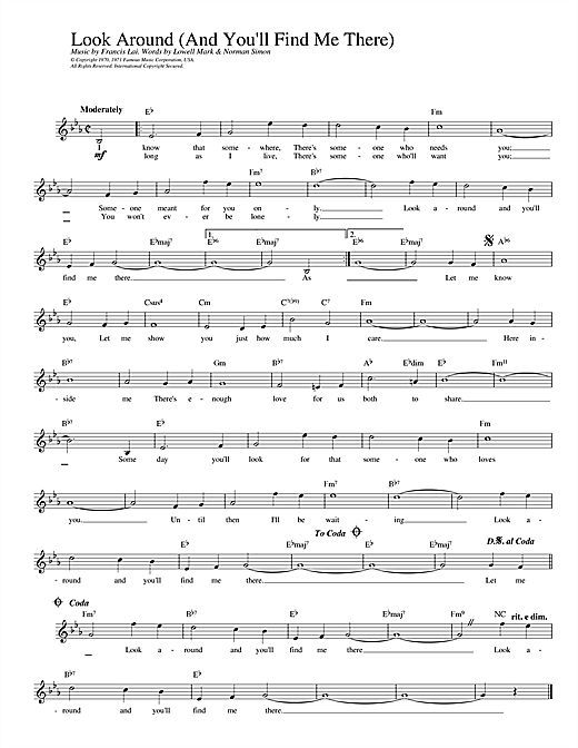 Look Around (And You'll Find Me There) (from Love Story) sheet music