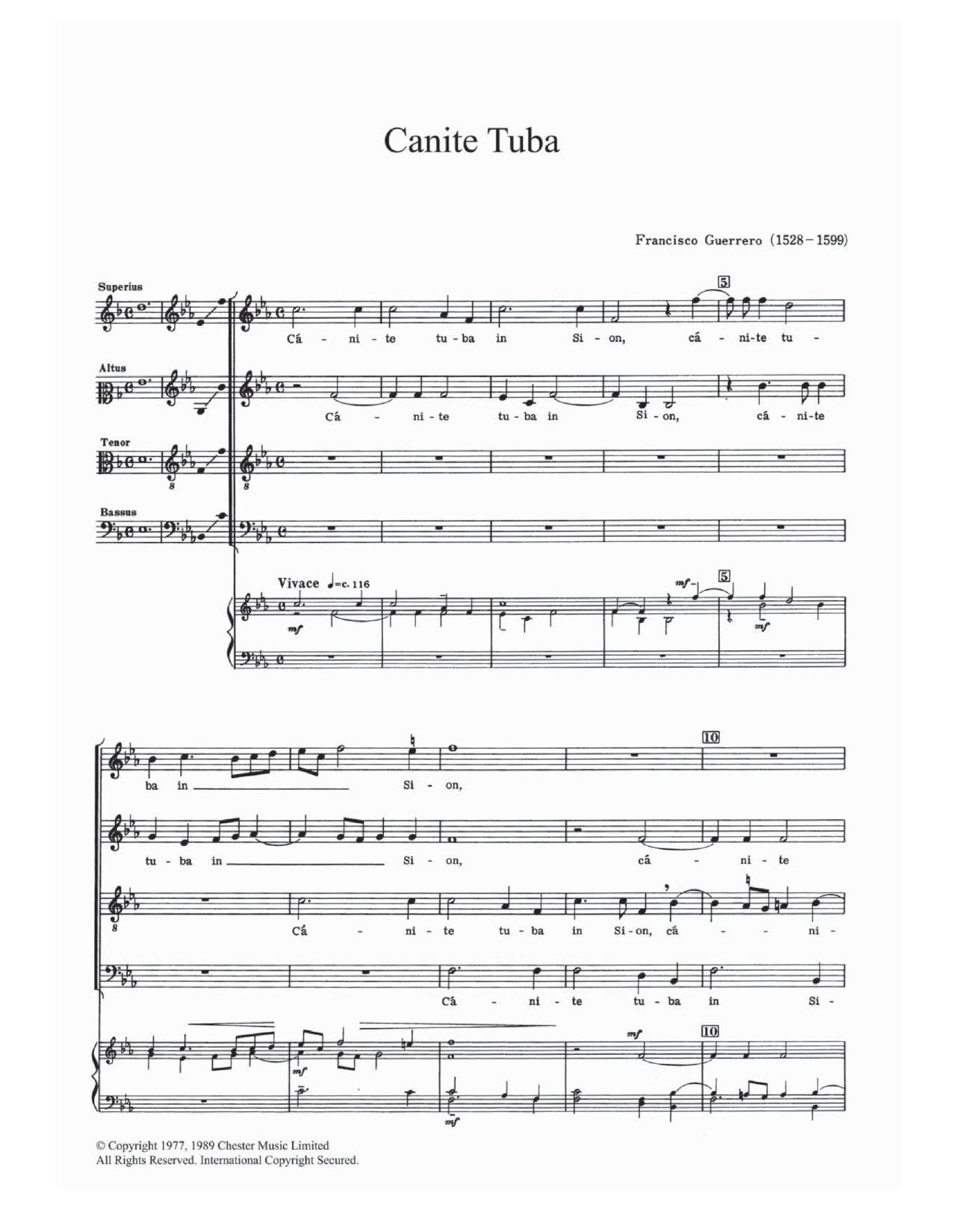 Francisco Guerrero Canite Tuba Sheet Music Notes & Chords for SATB - Download or Print PDF