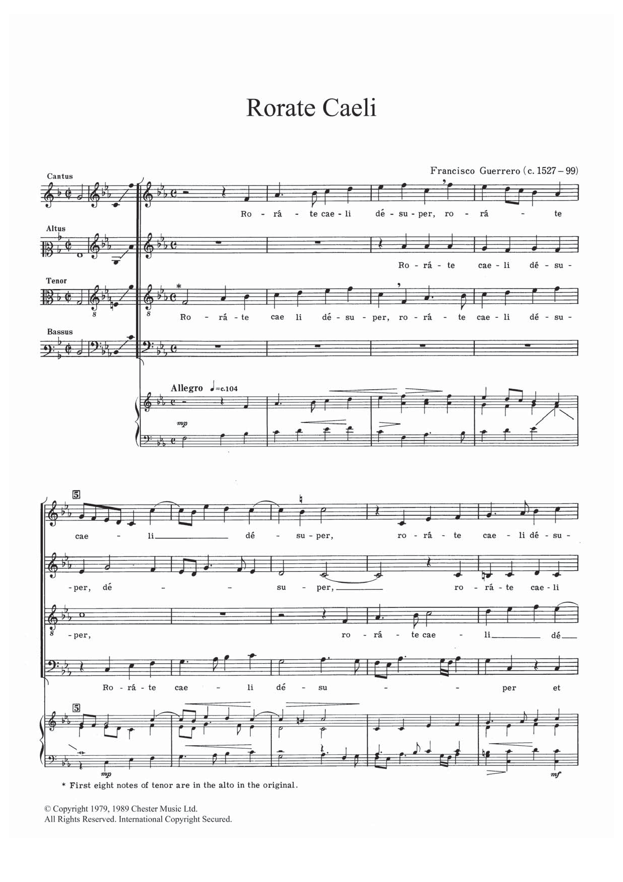 Francisco Guerrero Rorate Caeli Sheet Music Notes & Chords for SATB - Download or Print PDF