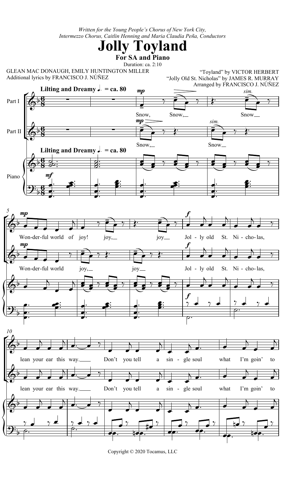 Francisco J. Núñez Jolly Toyland Sheet Music Notes & Chords for 2-Part Choir - Download or Print PDF