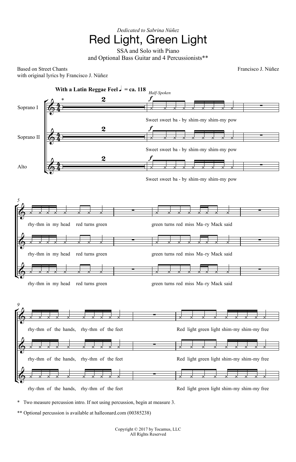 Francisco J. Núñez Red Light, Green Light Sheet Music Notes & Chords for SSA Choir - Download or Print PDF