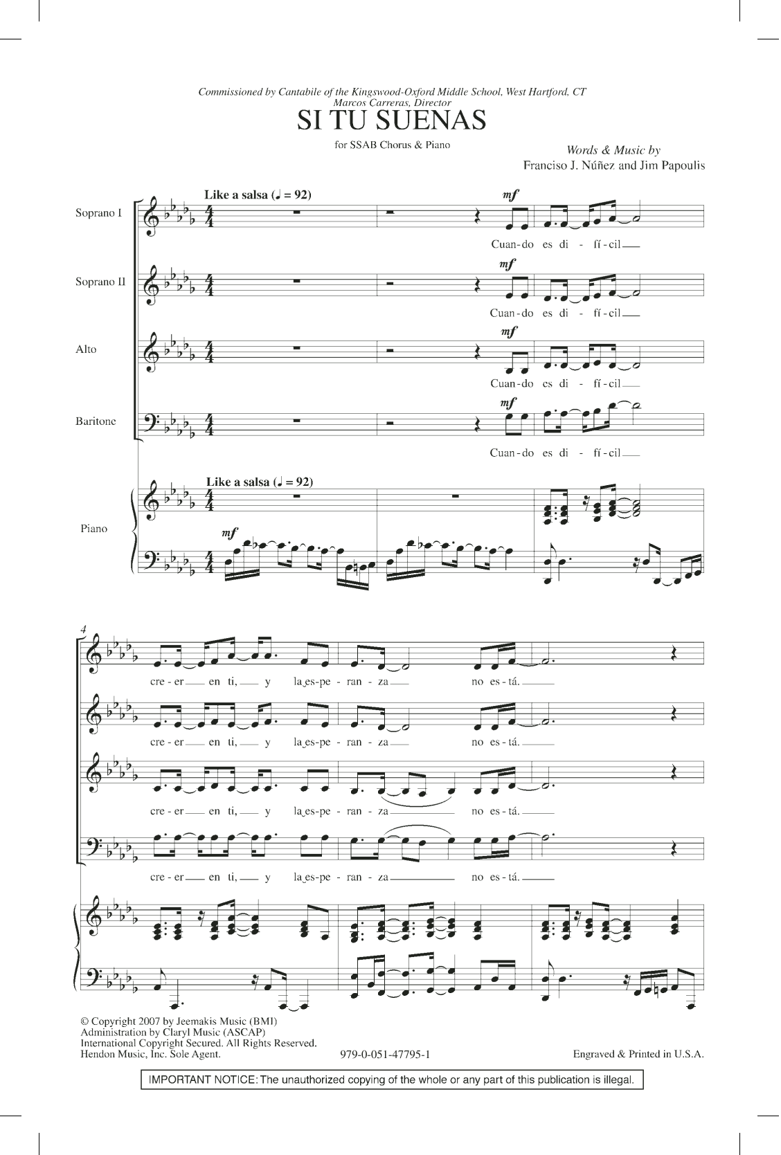 Francisco J. Nuñez Si Tu Suenas Sheet Music Notes & Chords for SATB - Download or Print PDF