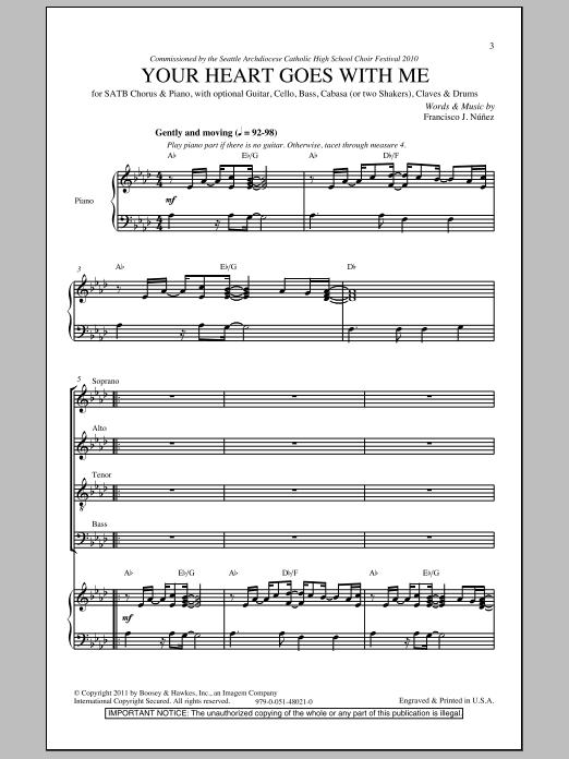 Francisco Nunez Your Heart Goes With Me Sheet Music Notes & Chords for SATB - Download or Print PDF
