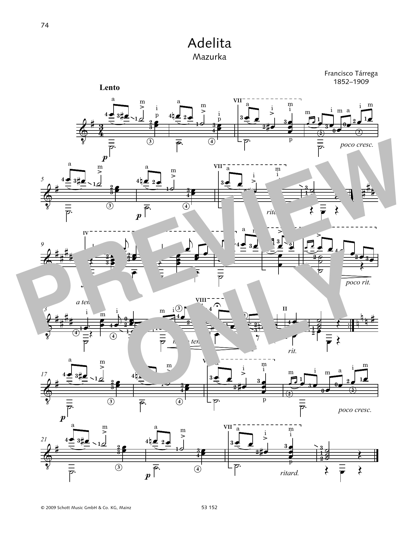 Francisco Tárrega Adelita Sheet Music Notes & Chords for Solo Guitar - Download or Print PDF