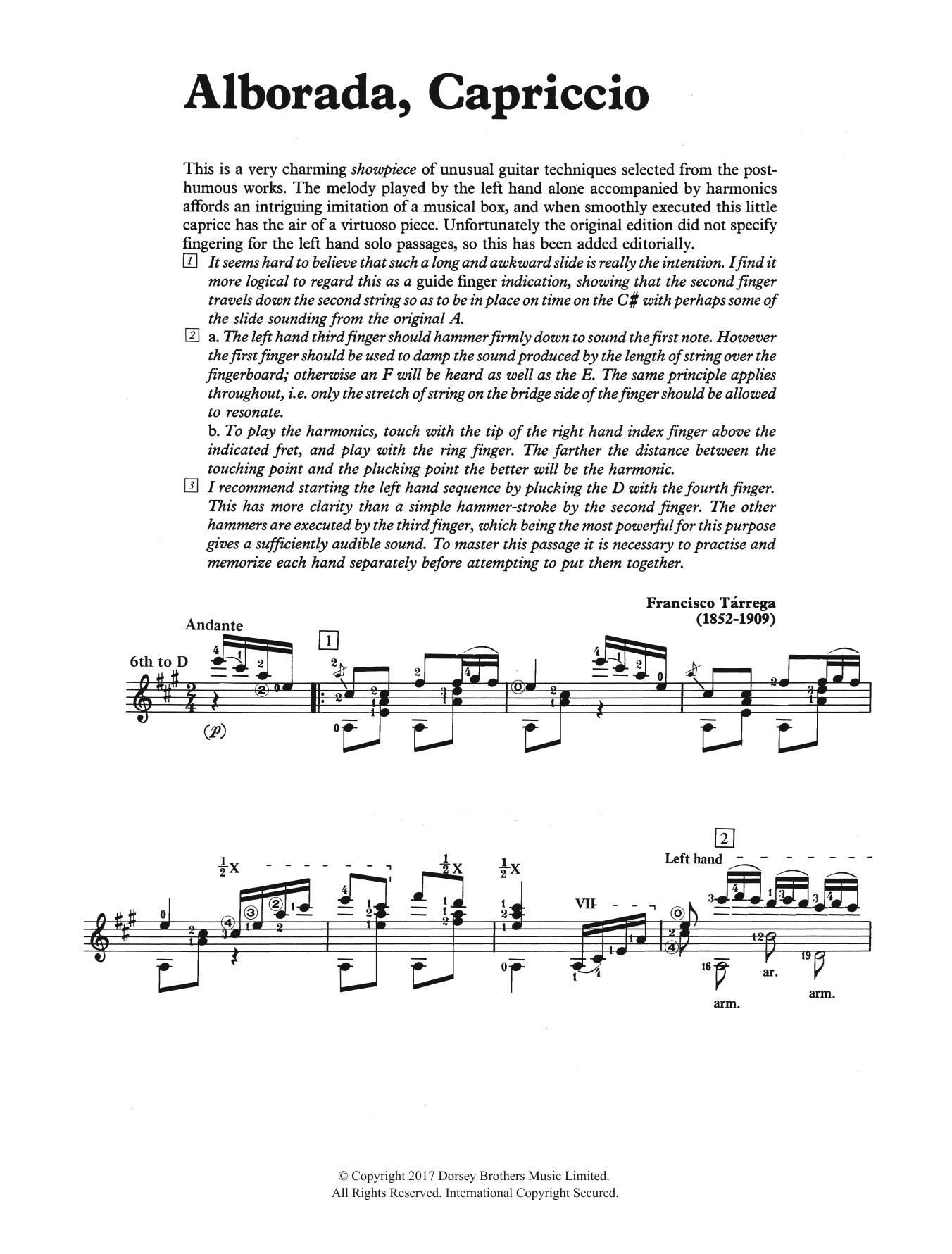 Francisco Tárrega Alborada, Capriccio Sheet Music Notes & Chords for Guitar - Download or Print PDF