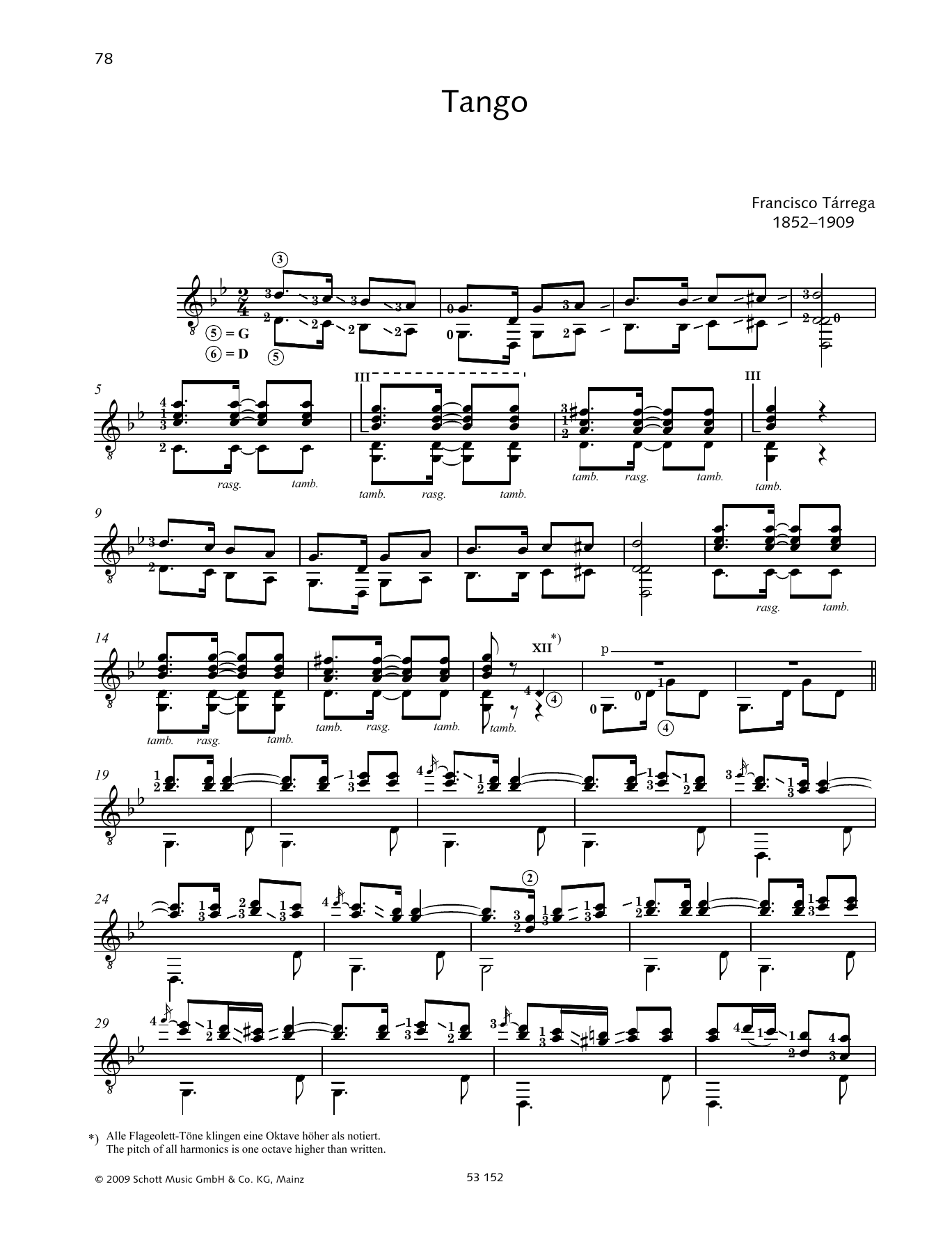 Francisco Tárrega Tango Sheet Music Notes & Chords for Solo Guitar - Download or Print PDF