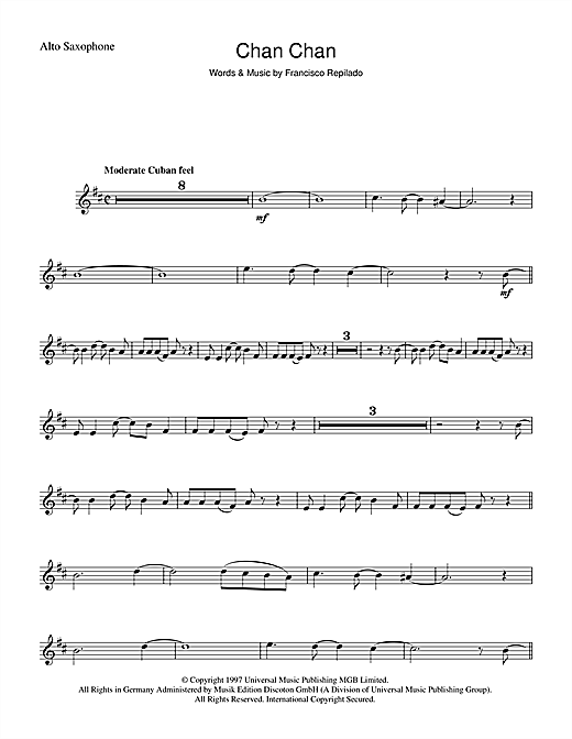 Preview Francisco Repilado Chan Chan Latin sheet music, notes and chords for Tenor Saxophone, SKU: 48295 Chan Chan sheet music