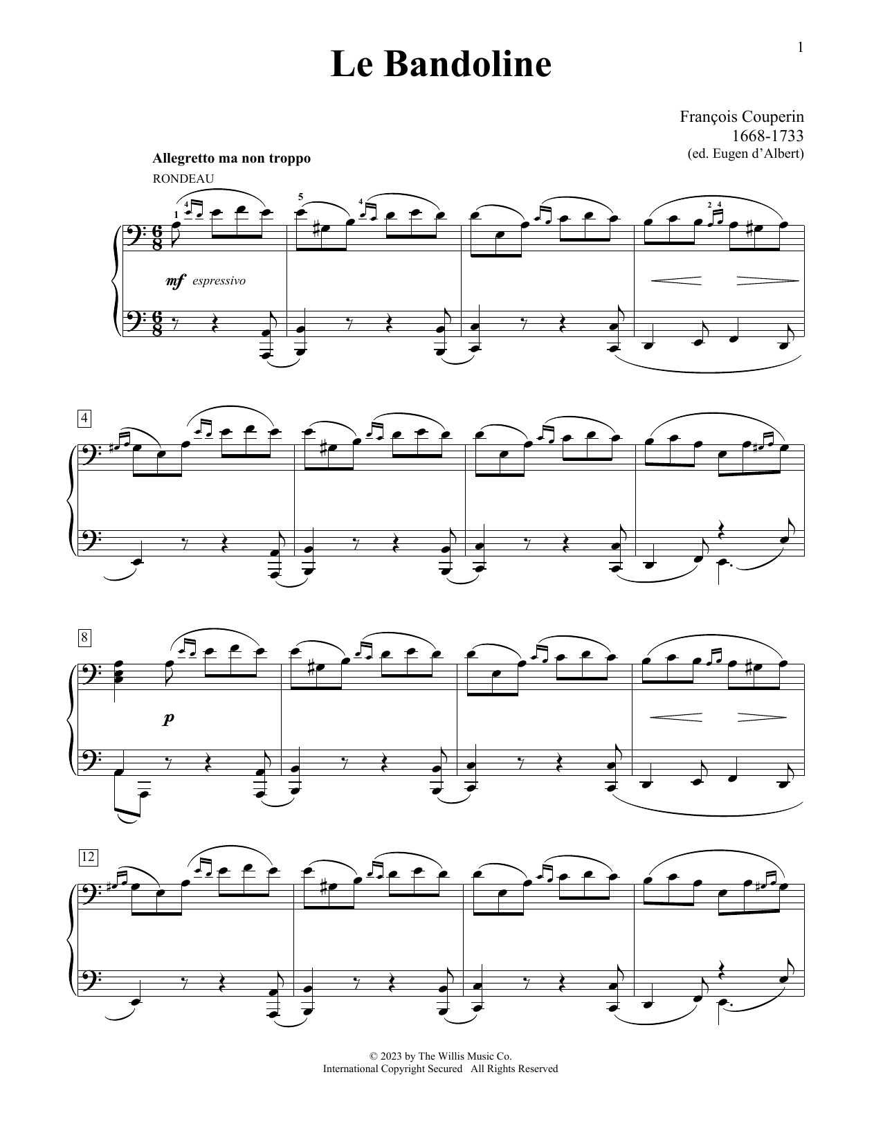 Francois Couperin Le Bandoline Sheet Music Notes & Chords for Educational Piano - Download or Print PDF
