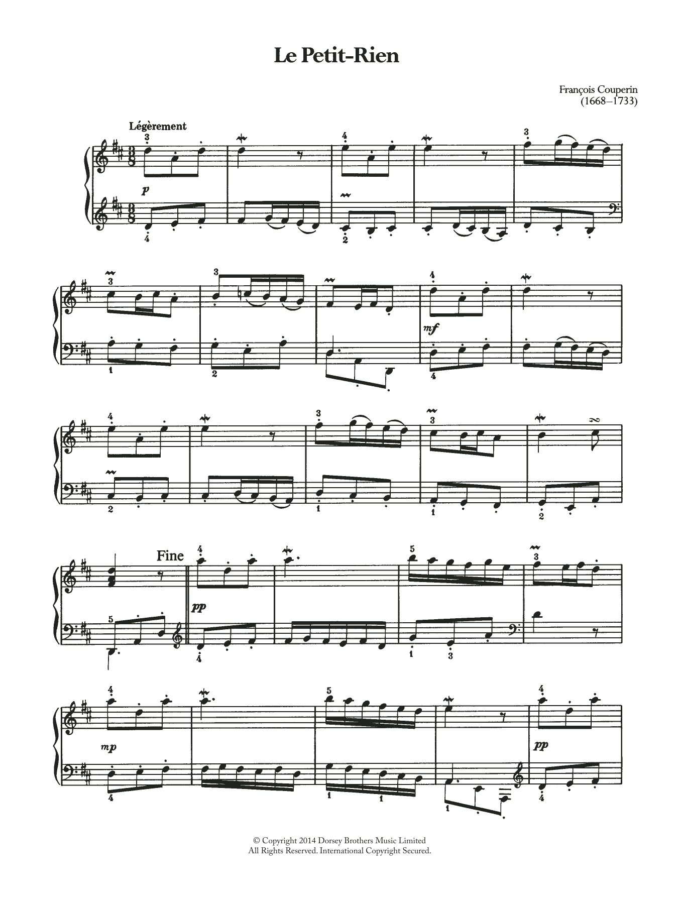 François Couperin Le Petit-Rien Sheet Music Notes & Chords for Piano - Download or Print PDF