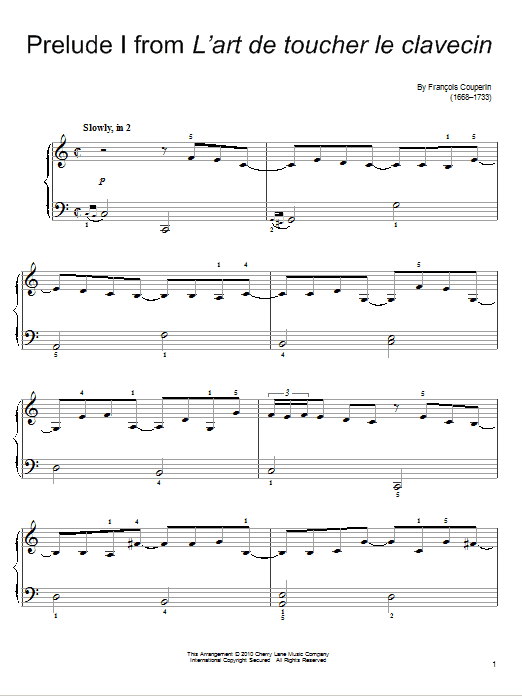 Francois Couperin Prelude Sheet Music Notes & Chords for Easy Piano - Download or Print PDF
