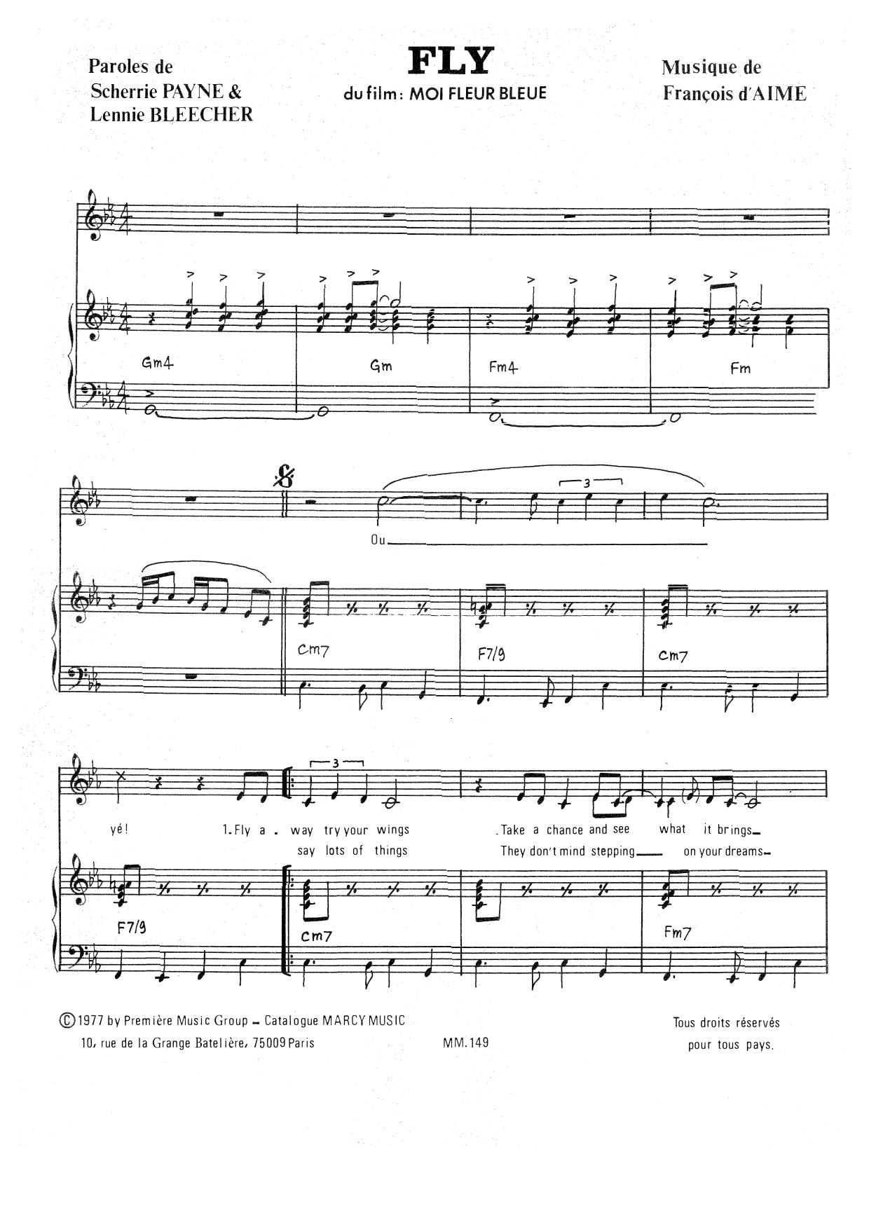 François d'Aime Fly Sheet Music Notes & Chords for Piano & Vocal - Download or Print PDF