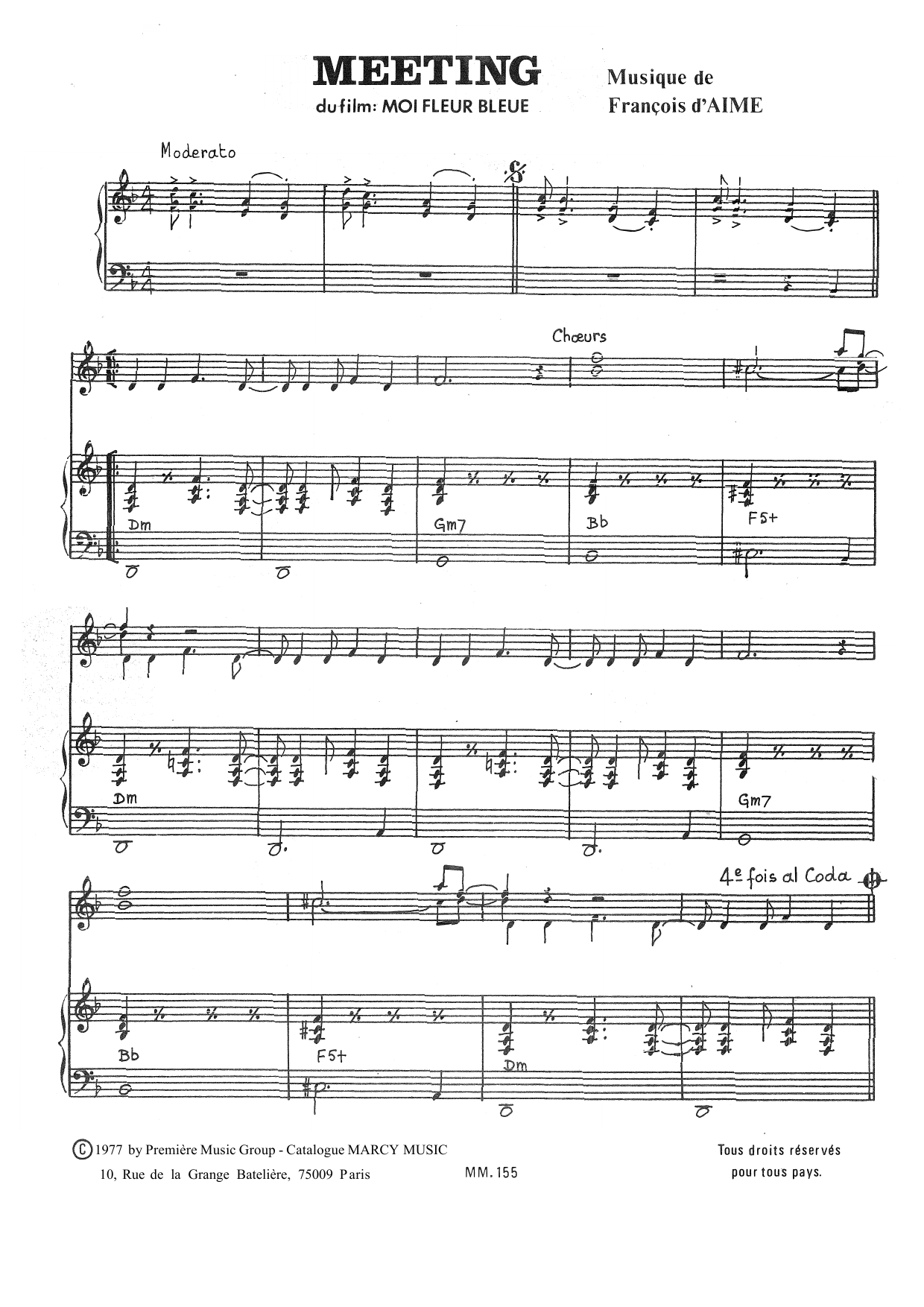 François d'Aime Meeting Sheet Music Notes & Chords for Piano Solo - Download or Print PDF