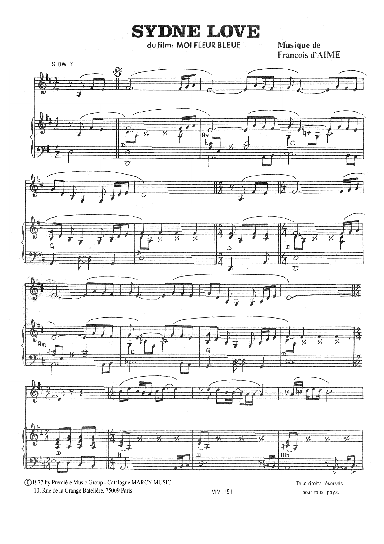 François d'Aime Sydne Love Sheet Music Notes & Chords for Piano Solo - Download or Print PDF