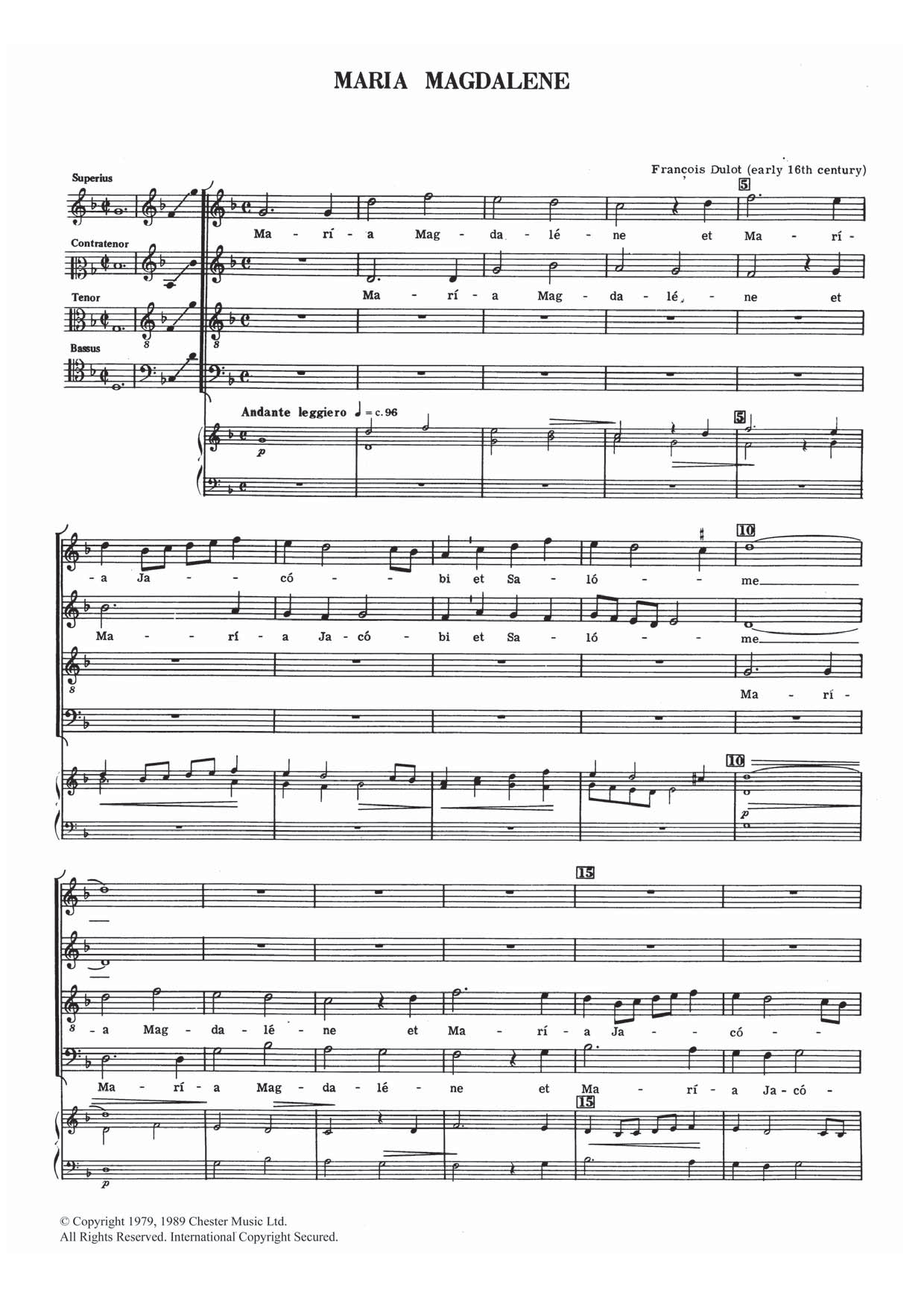 Francois Dulot Maria Magdalene Sheet Music Notes & Chords for SATB - Download or Print PDF