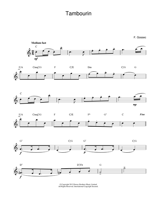 Tambourin sheet music