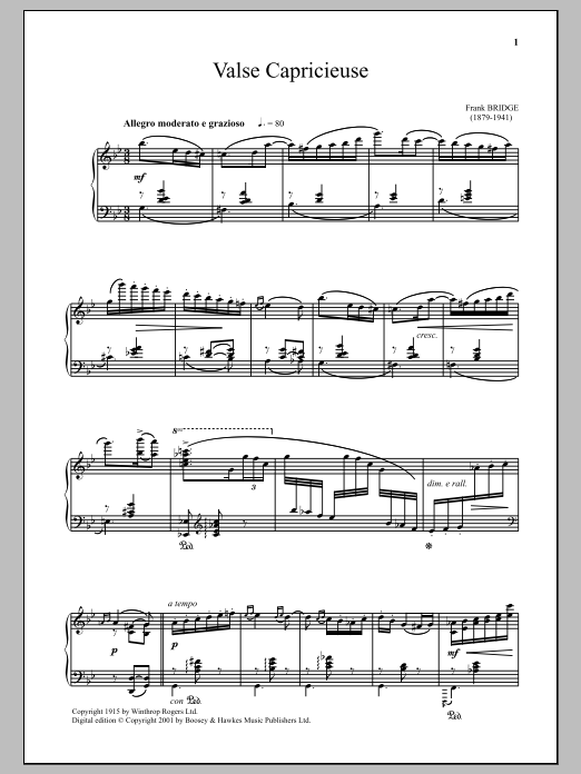 Frank Bridge Valse Capricieuse Sheet Music Notes & Chords for Piano - Download or Print PDF Frank Bridge Valse Capricieuse Sheet Music Notes & Chords for Piano - Download or Print PDF
