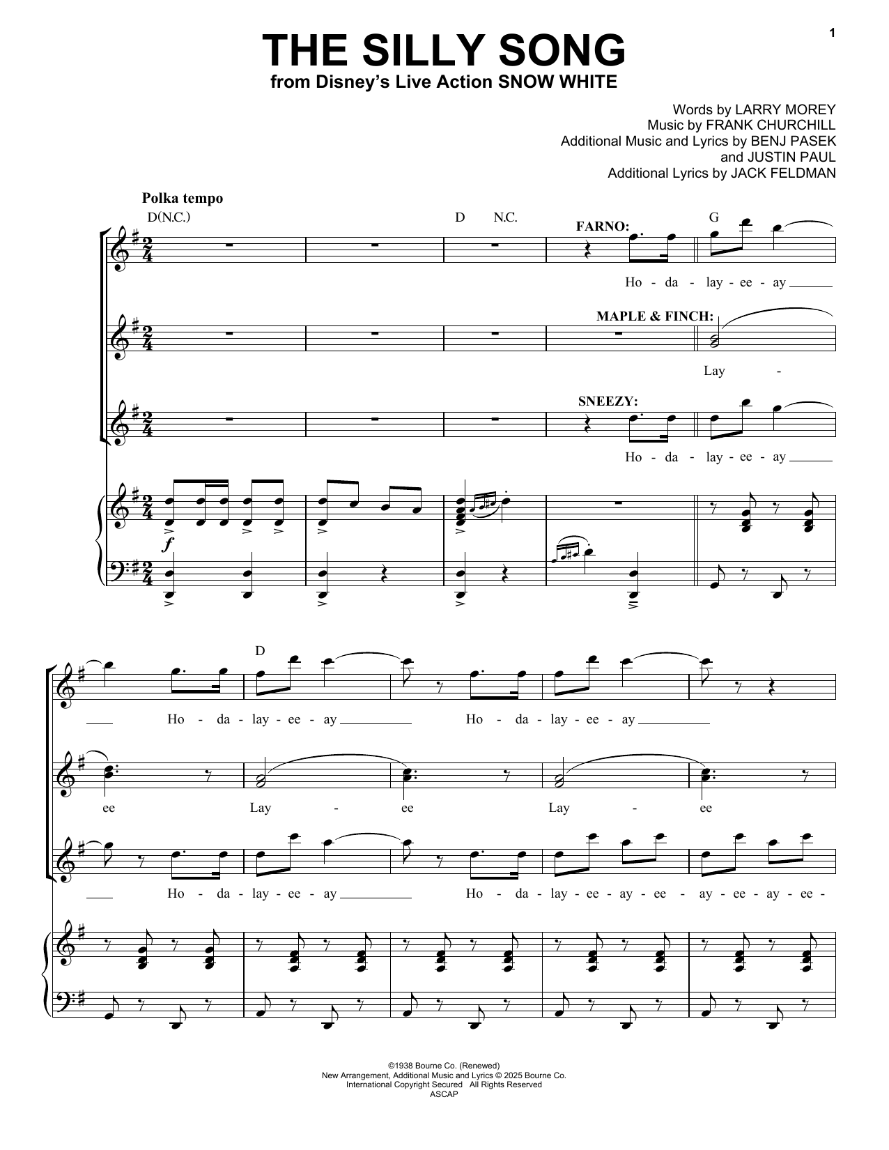 Frank Churchill The Dwarfs' Yodel Song (Silly Song) (from Snow White) (2025) Sheet Music Notes & Chords for Piano & Vocal - Download or Print PDF Frank Churchill The Dwarfs' Yodel Song (Silly Song) (from Snow White) (2025) Sheet Music Notes & Chords for Piano & Vocal - Download or Print PDF