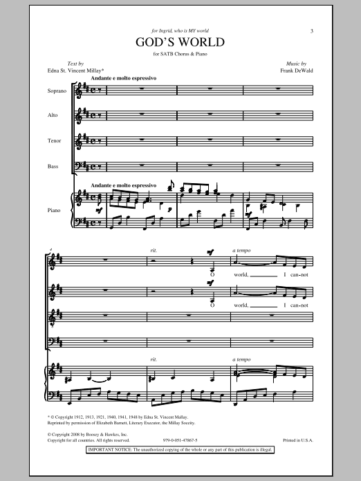 Frank DeWald God's World Sheet Music Notes & Chords for SATB - Download or Print PDF