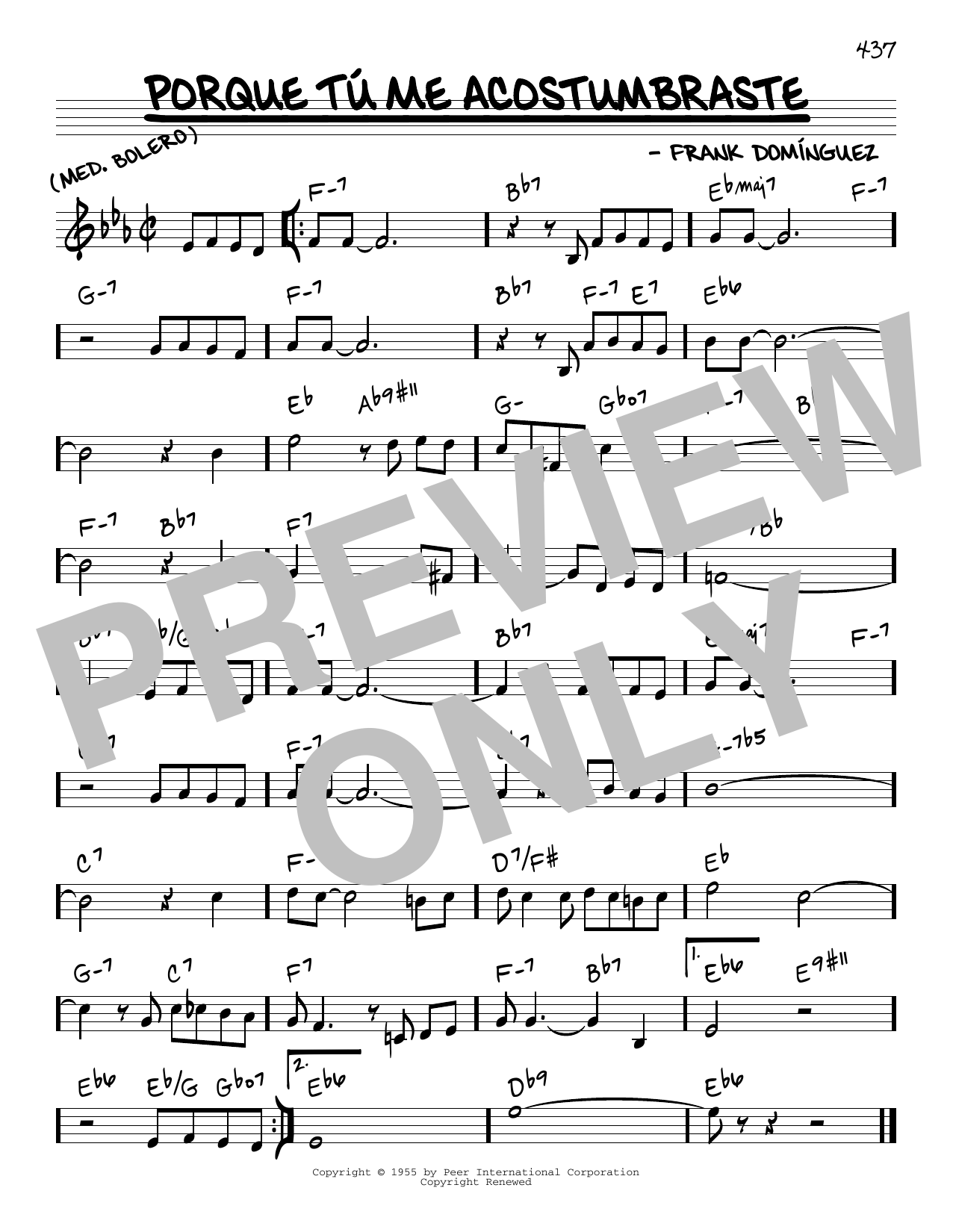 Frank Dominguez Porque Tu Me Acostumbraste Sheet Music Notes & Chords for Real Book – Melody & Chords - Download or Print PDF